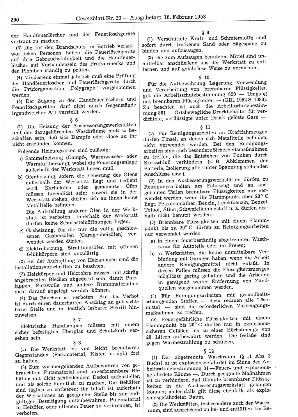 Gesetzblatt (GBl.) der Deutschen Demokratischen Republik (DDR) 1953, Seite 290 (GBl. DDR 1953, S. 290)