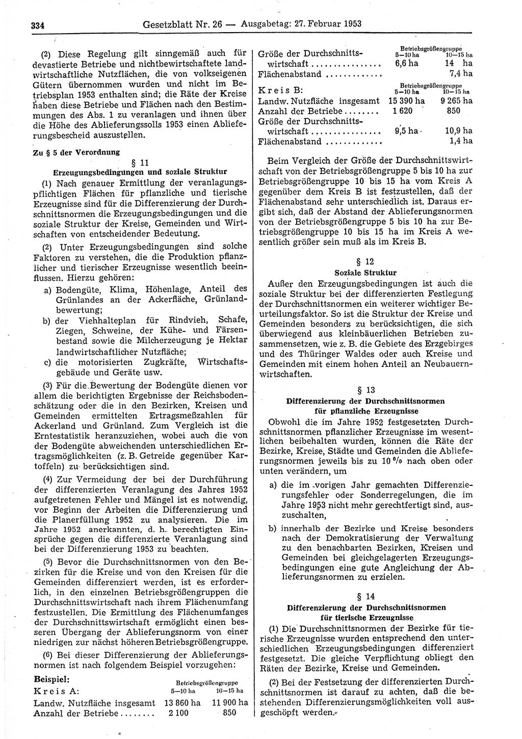 Gesetzblatt (GBl.) der Deutschen Demokratischen Republik (DDR) 1953, Seite 334 (GBl. DDR 1953, S. 334)