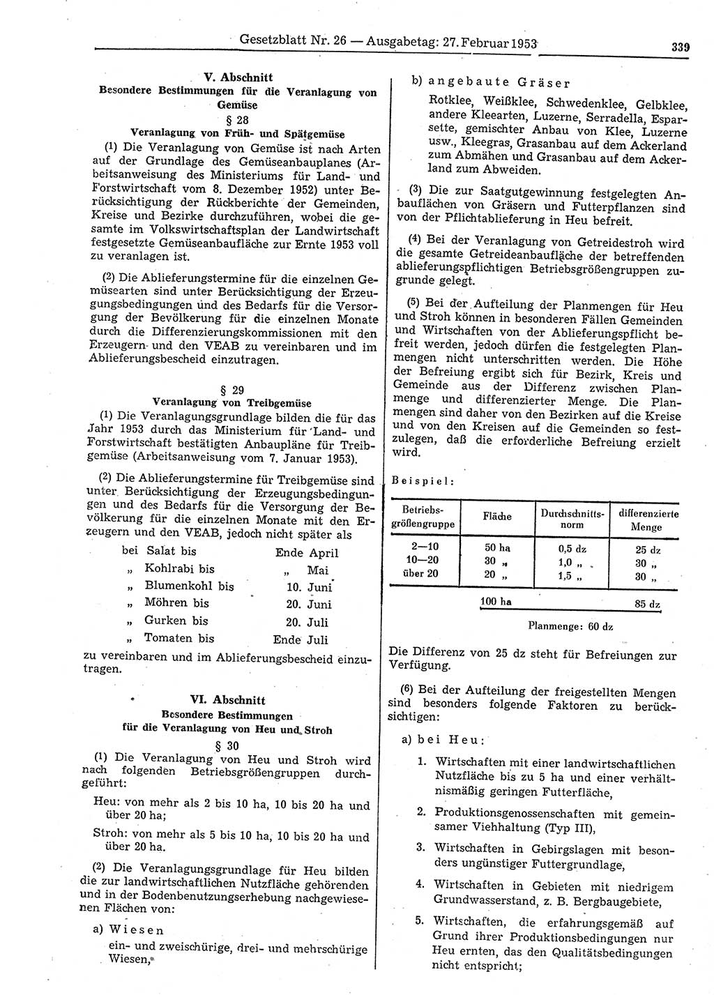 Gesetzblatt (GBl.) der Deutschen Demokratischen Republik (DDR) 1953, Seite 339 (GBl. DDR 1953, S. 339)