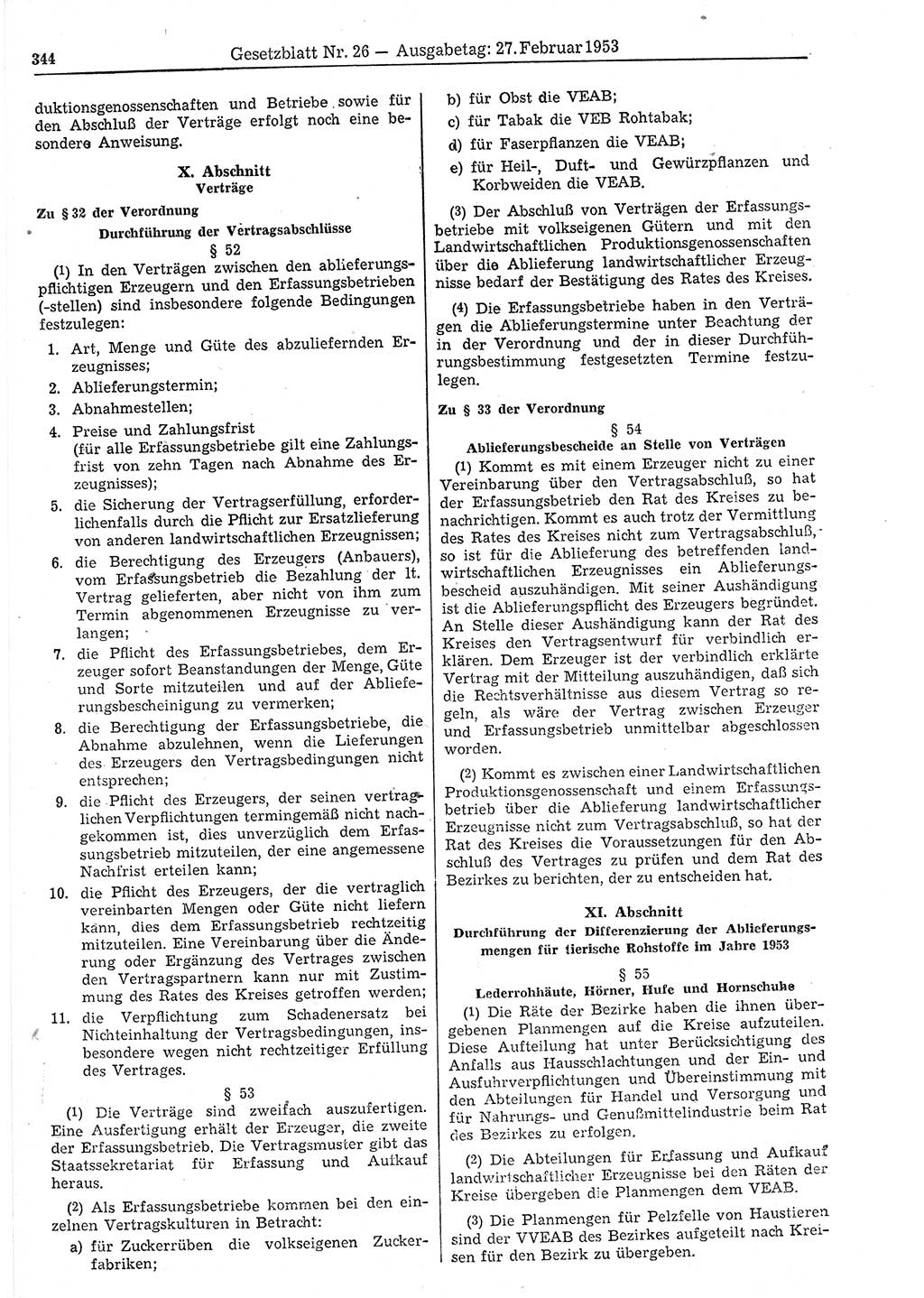 Gesetzblatt (GBl.) der Deutschen Demokratischen Republik (DDR) 1953, Seite 344 (GBl. DDR 1953, S. 344)