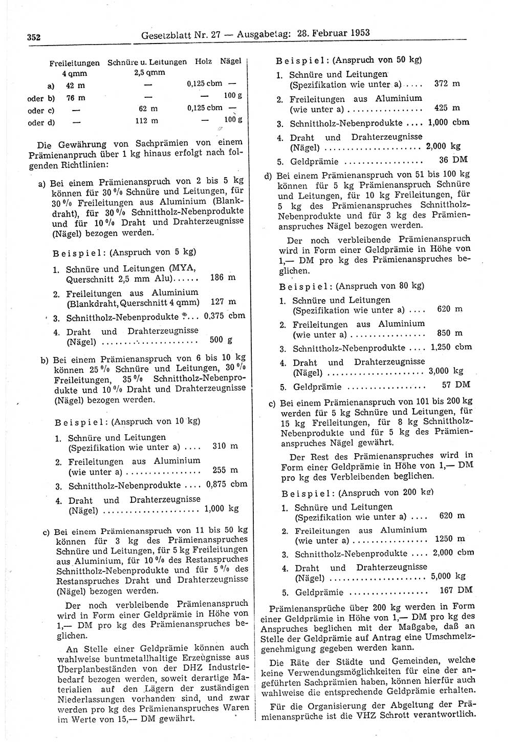 Gesetzblatt (GBl.) der Deutschen Demokratischen Republik (DDR) 1953, Seite 352 (GBl. DDR 1953, S. 352)