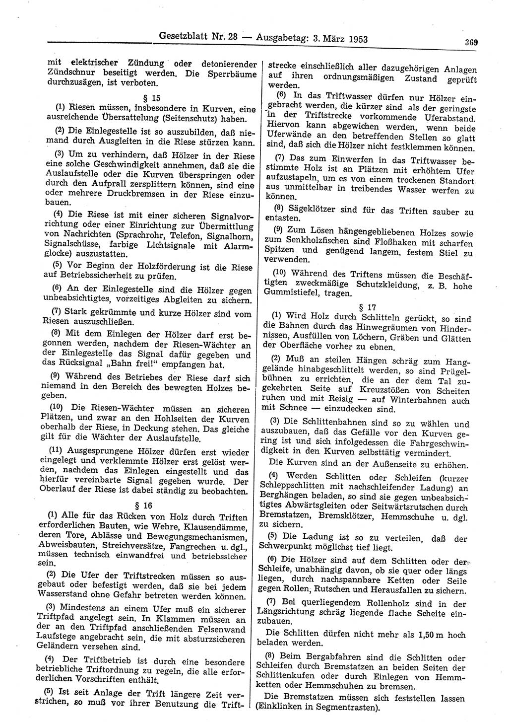 Gesetzblatt (GBl.) der Deutschen Demokratischen Republik (DDR) 1953, Seite 369 (GBl. DDR 1953, S. 369)