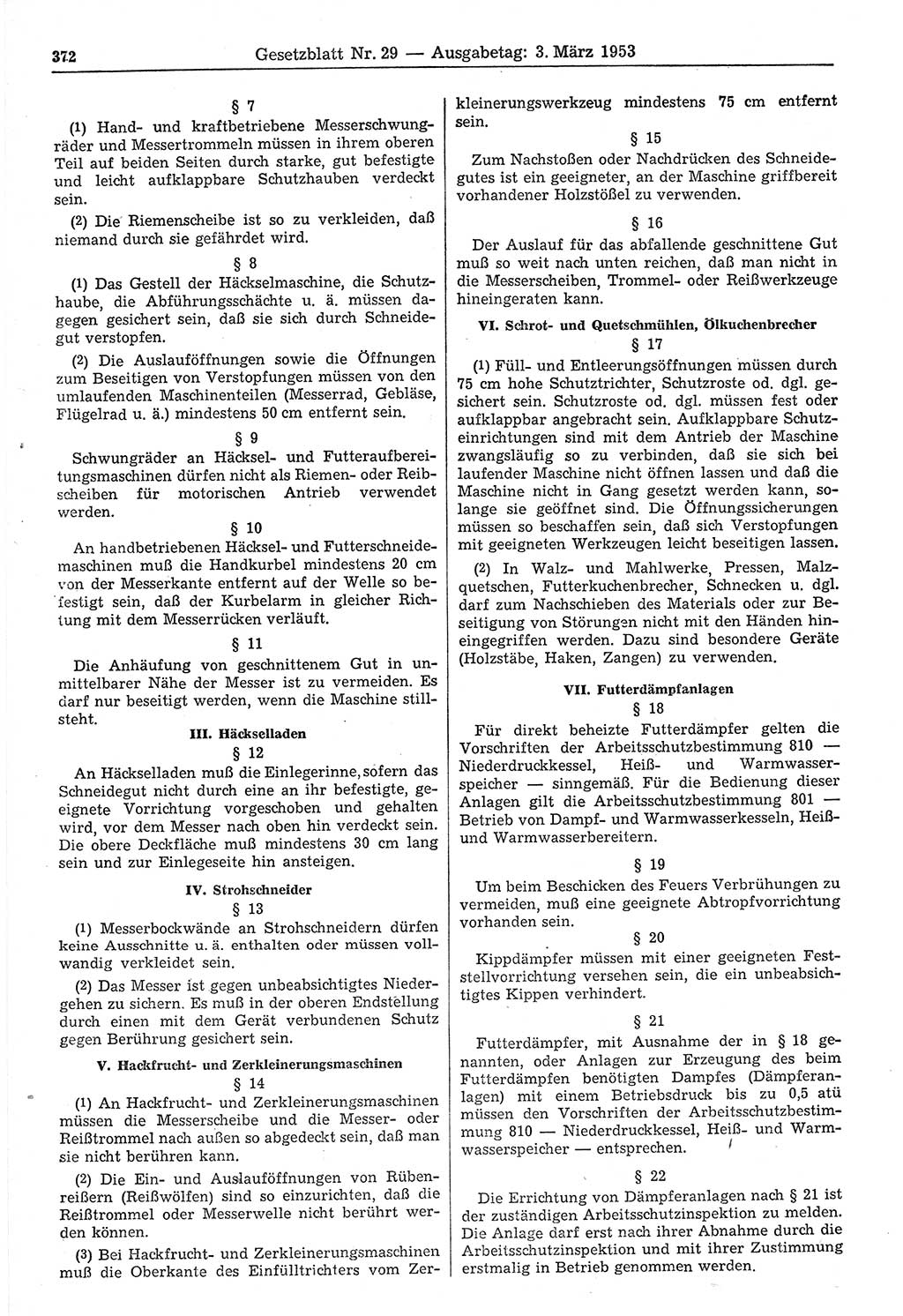 Gesetzblatt (GBl.) der Deutschen Demokratischen Republik (DDR) 1953, Seite 372 (GBl. DDR 1953, S. 372)