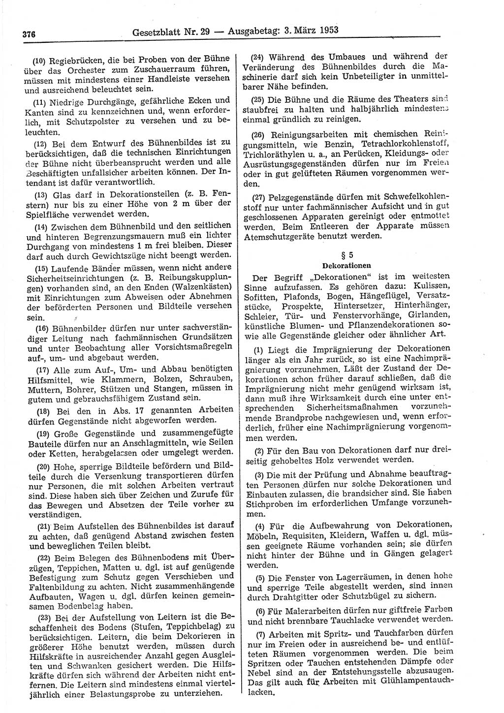 Gesetzblatt (GBl.) der Deutschen Demokratischen Republik (DDR) 1953, Seite 376 (GBl. DDR 1953, S. 376)