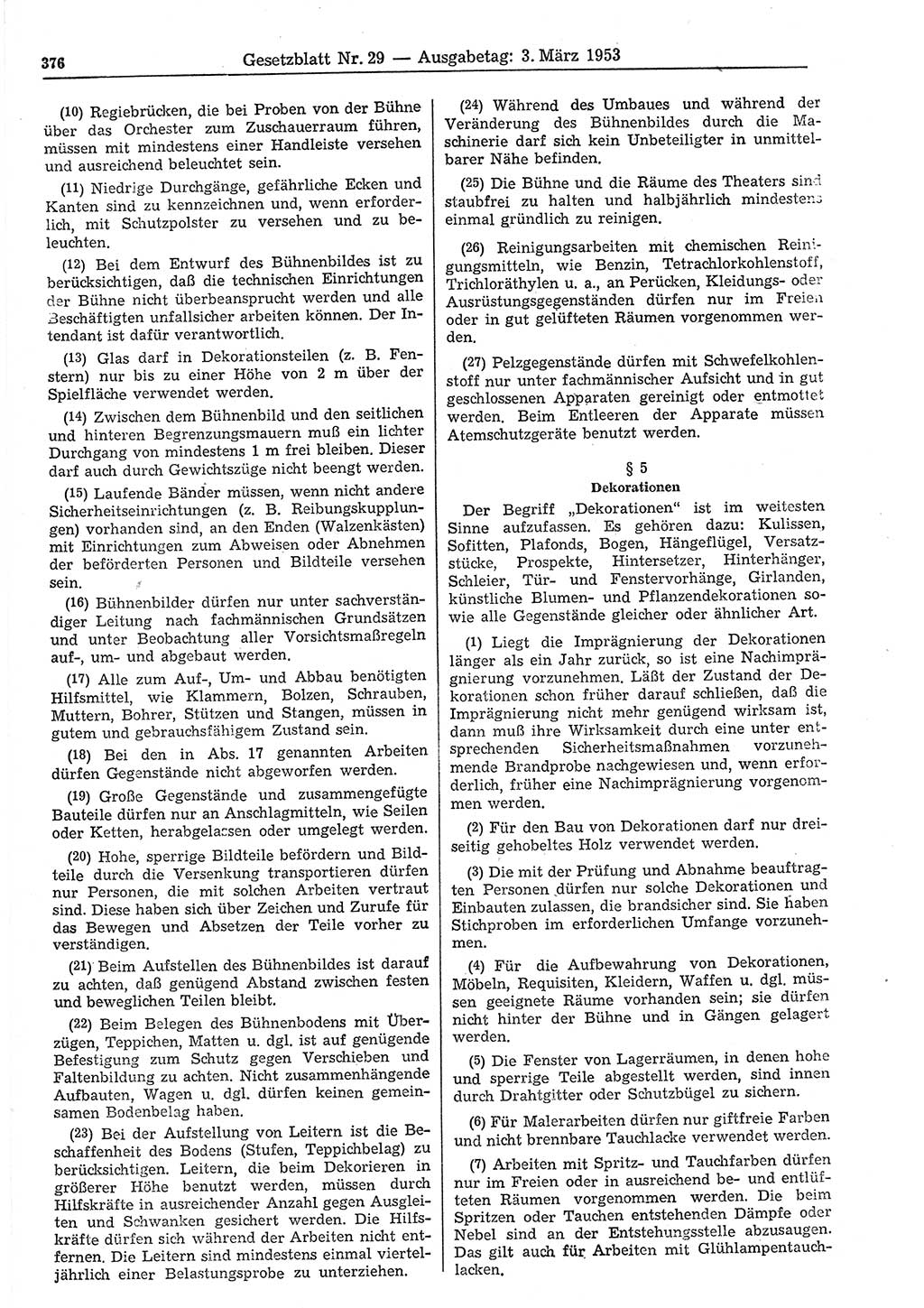 Gesetzblatt (GBl.) der Deutschen Demokratischen Republik (DDR) 1953, Seite 376 (GBl. DDR 1953, S. 376)