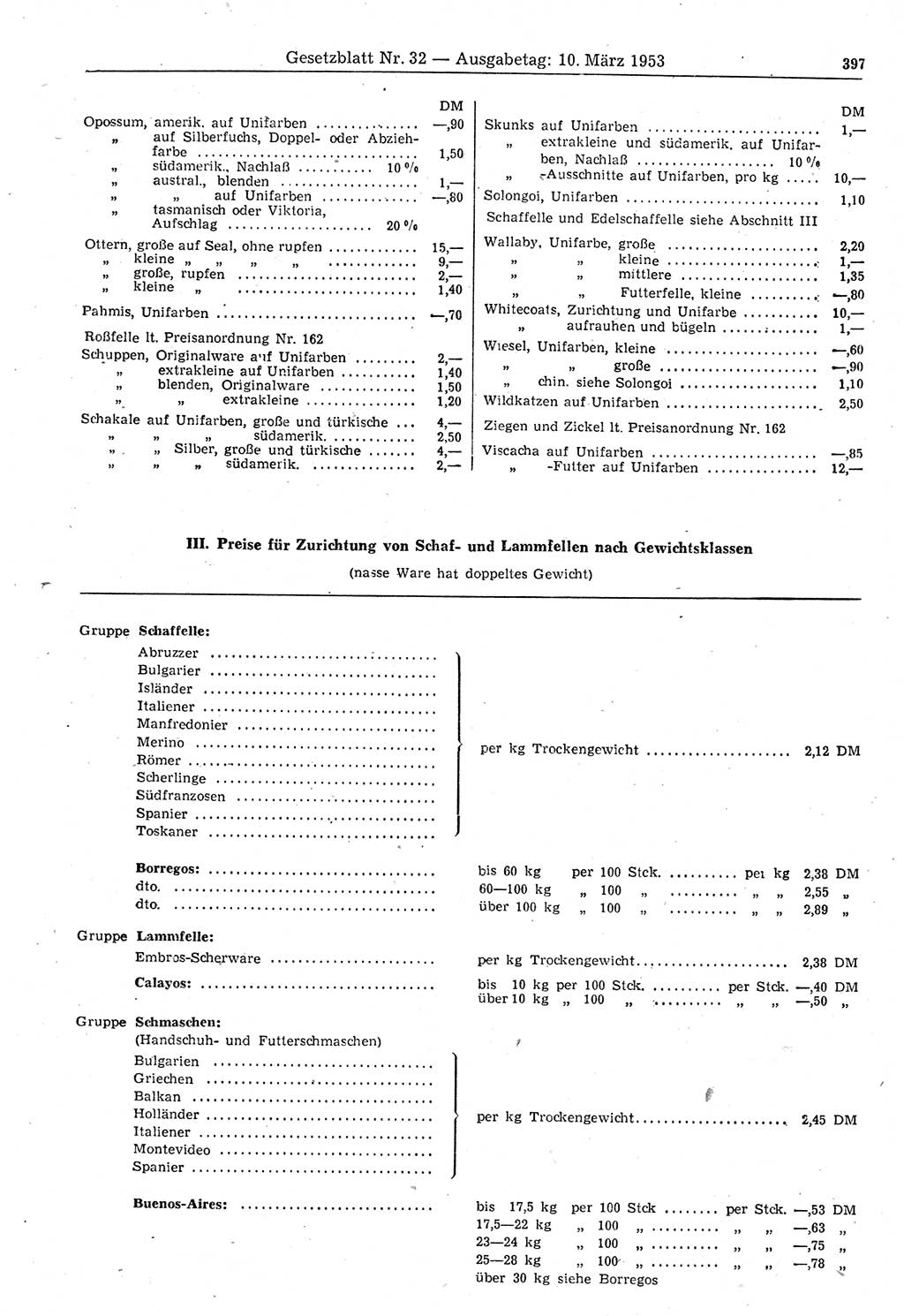 Gesetzblatt (GBl.) der Deutschen Demokratischen Republik (DDR) 1953, Seite 397 (GBl. DDR 1953, S. 397)