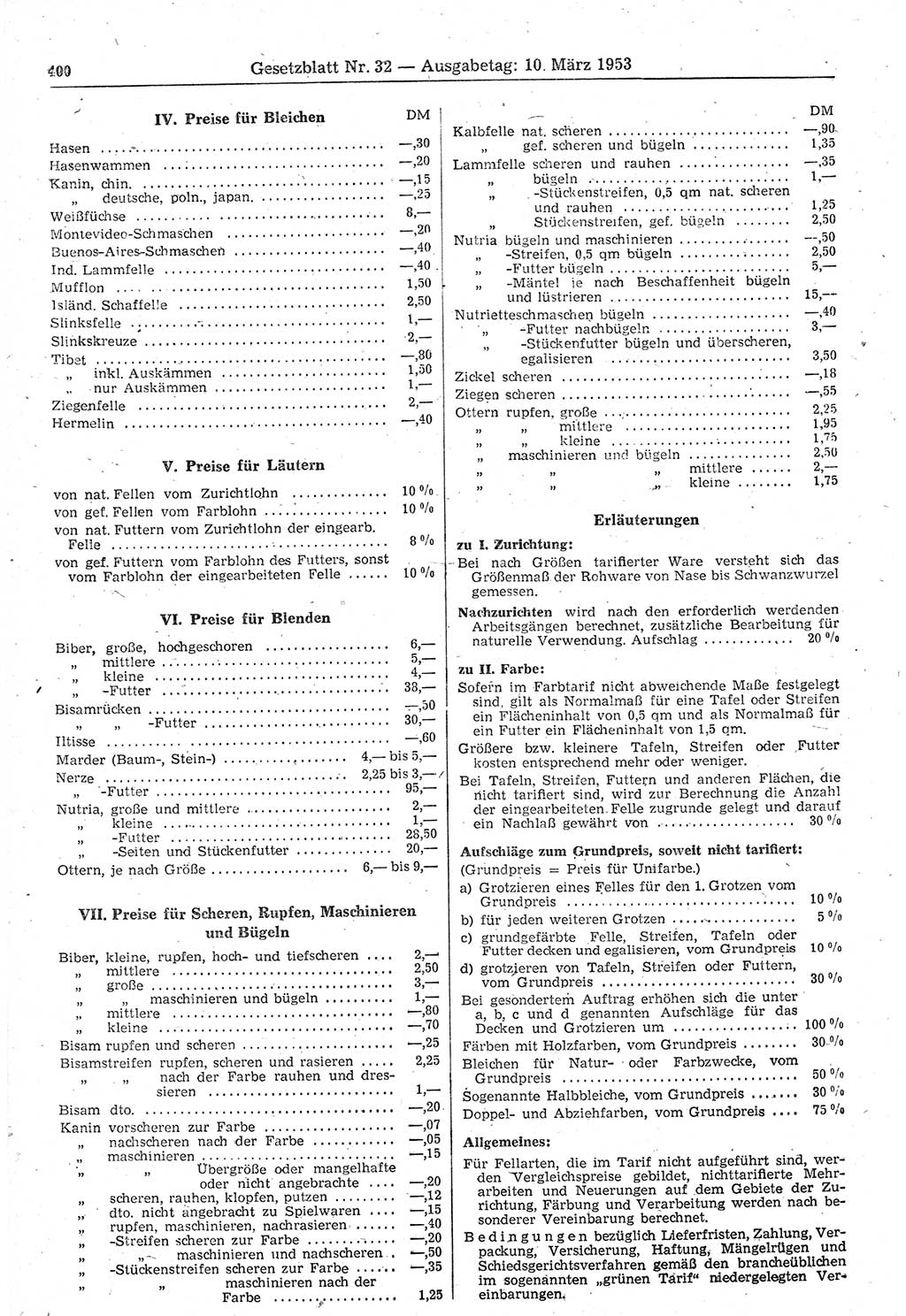 Gesetzblatt (GBl.) der Deutschen Demokratischen Republik (DDR) 1953, Seite 400 (GBl. DDR 1953, S. 400)