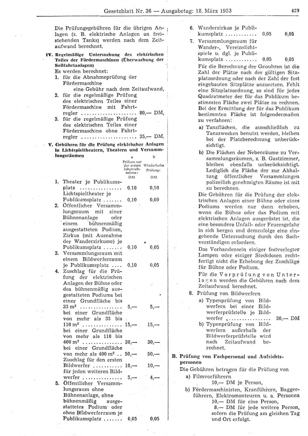 Gesetzblatt (GBl.) der Deutschen Demokratischen Republik (DDR) 1953, Seite 429 (GBl. DDR 1953, S. 429)