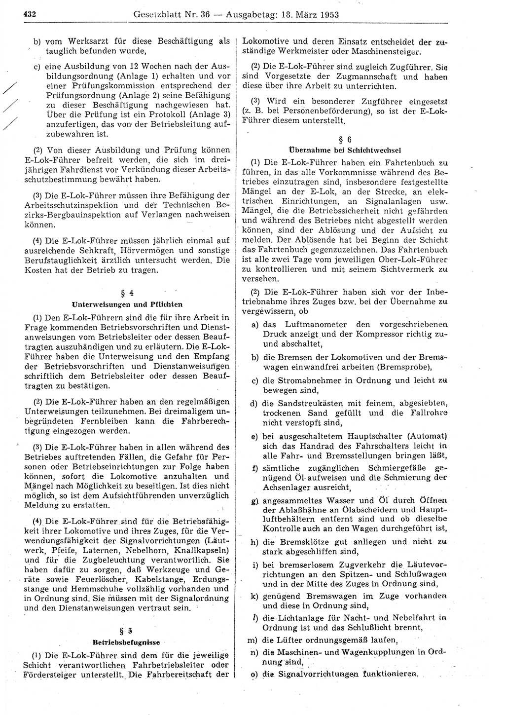 Gesetzblatt (GBl.) der Deutschen Demokratischen Republik (DDR) 1953, Seite 432 (GBl. DDR 1953, S. 432)