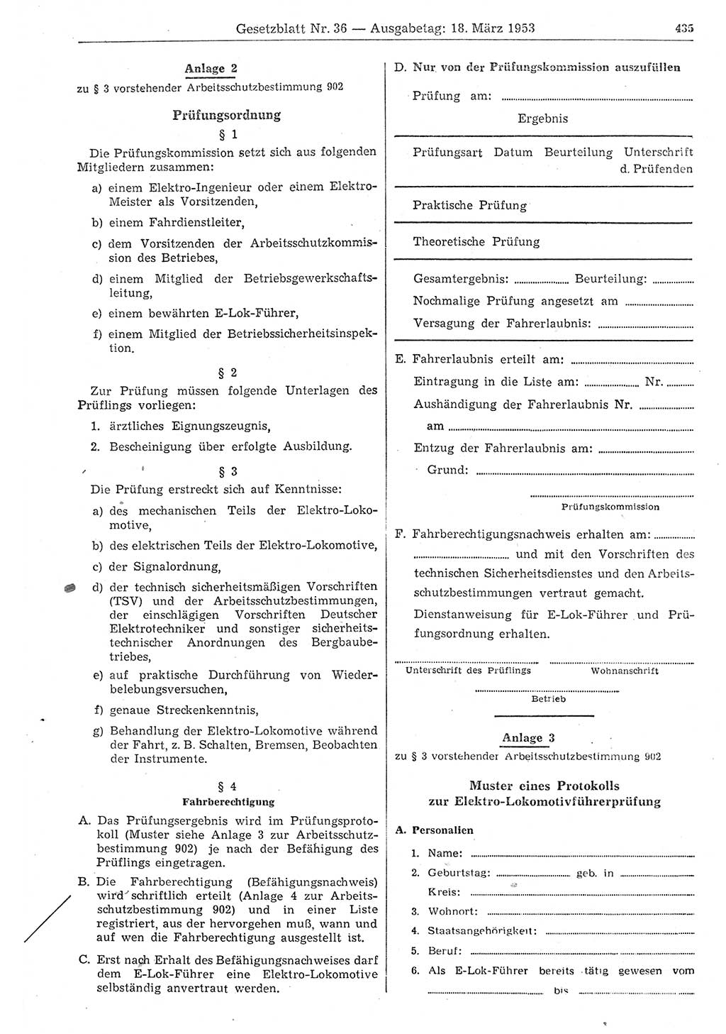Gesetzblatt (GBl.) der Deutschen Demokratischen Republik (DDR) 1953, Seite 435 (GBl. DDR 1953, S. 435)