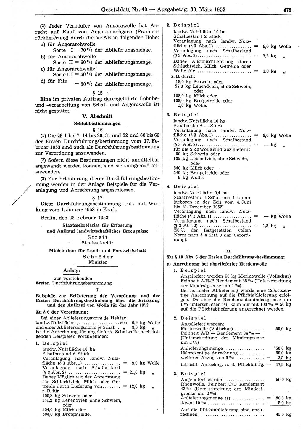 Gesetzblatt (GBl.) der Deutschen Demokratischen Republik (DDR) 1953, Seite 479 (GBl. DDR 1953, S. 479)