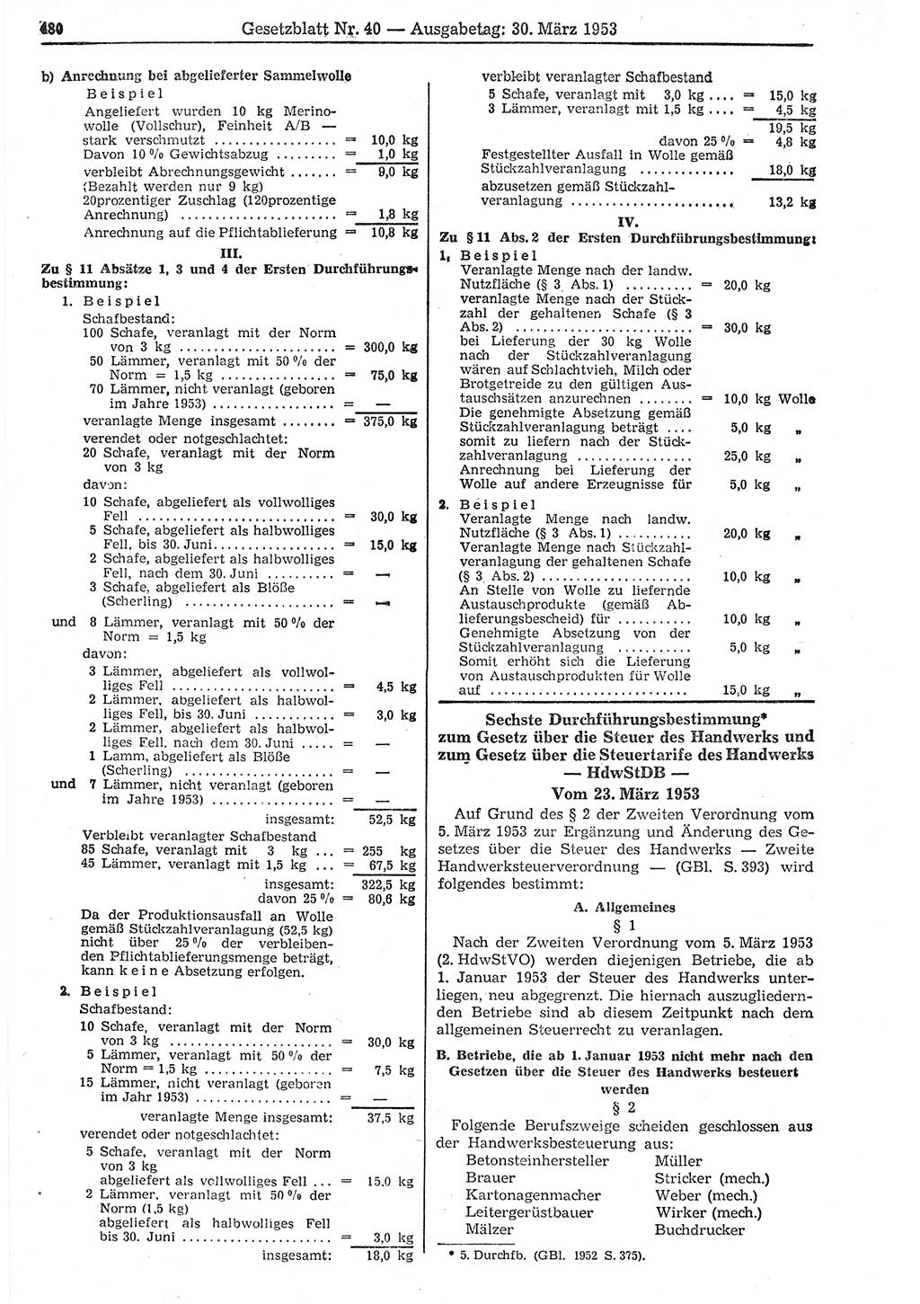 Gesetzblatt (GBl.) der Deutschen Demokratischen Republik (DDR) 1953, Seite 480 (GBl. DDR 1953, S. 480)