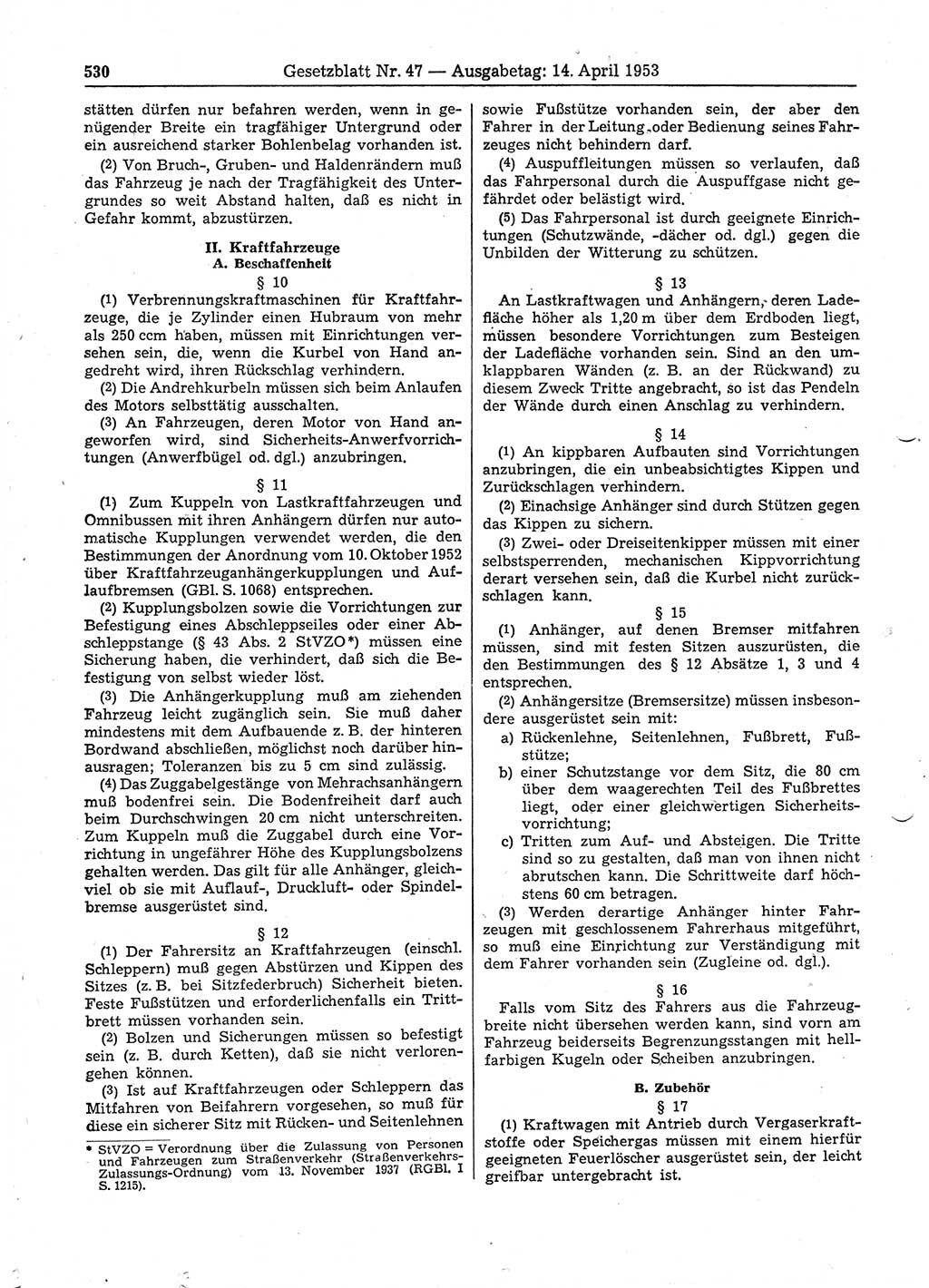 Gesetzblatt (GBl.) der Deutschen Demokratischen Republik (DDR) 1953, Seite 530 (GBl. DDR 1953, S. 530)
