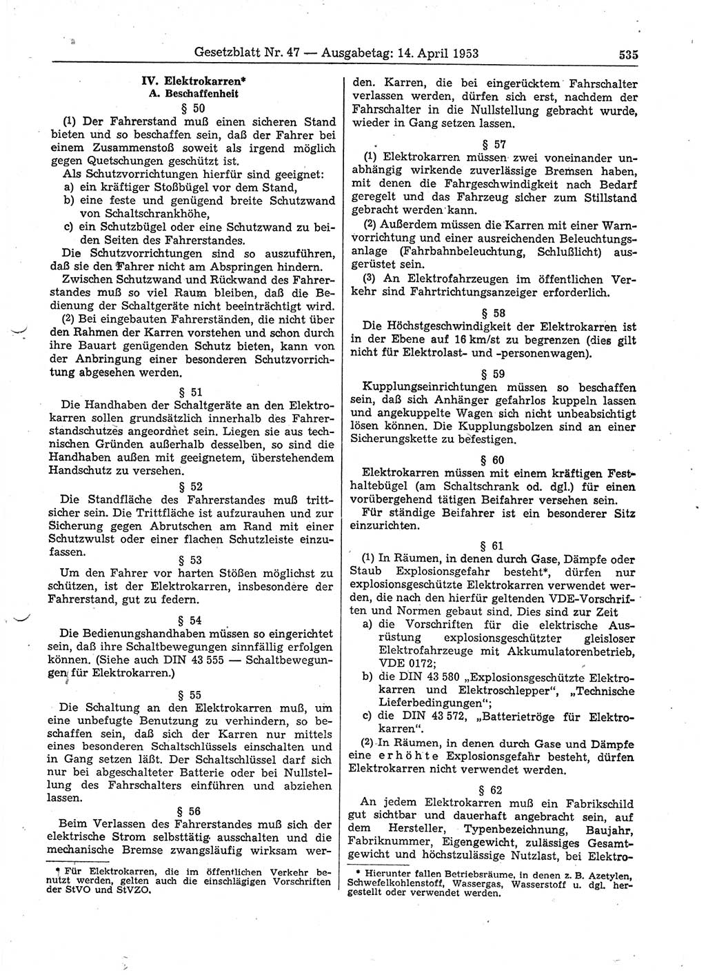 Gesetzblatt (GBl.) der Deutschen Demokratischen Republik (DDR) 1953, Seite 535 (GBl. DDR 1953, S. 535)