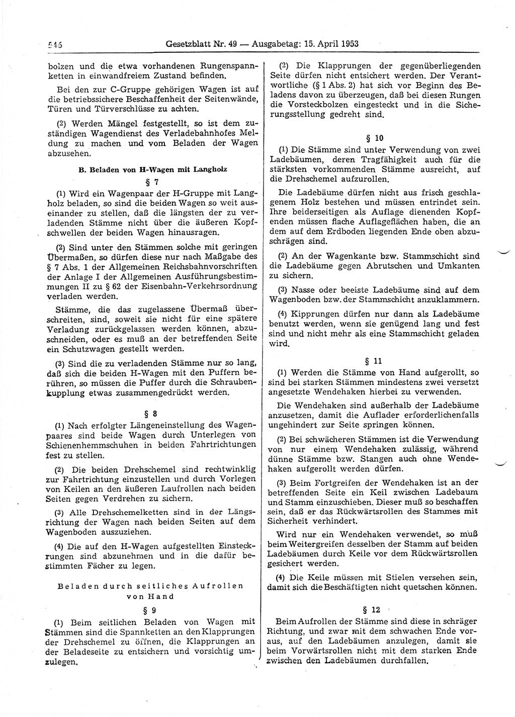 Gesetzblatt (GBl.) der Deutschen Demokratischen Republik (DDR) 1953, Seite 546 (GBl. DDR 1953, S. 546)