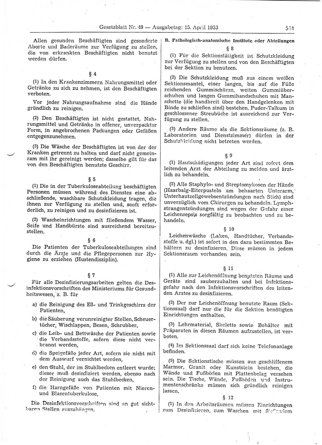 Gesetzblatt (GBl.) der Deutschen Demokratischen Republik (DDR) 1953, Seite 551 (GBl. DDR 1953, S. 551)