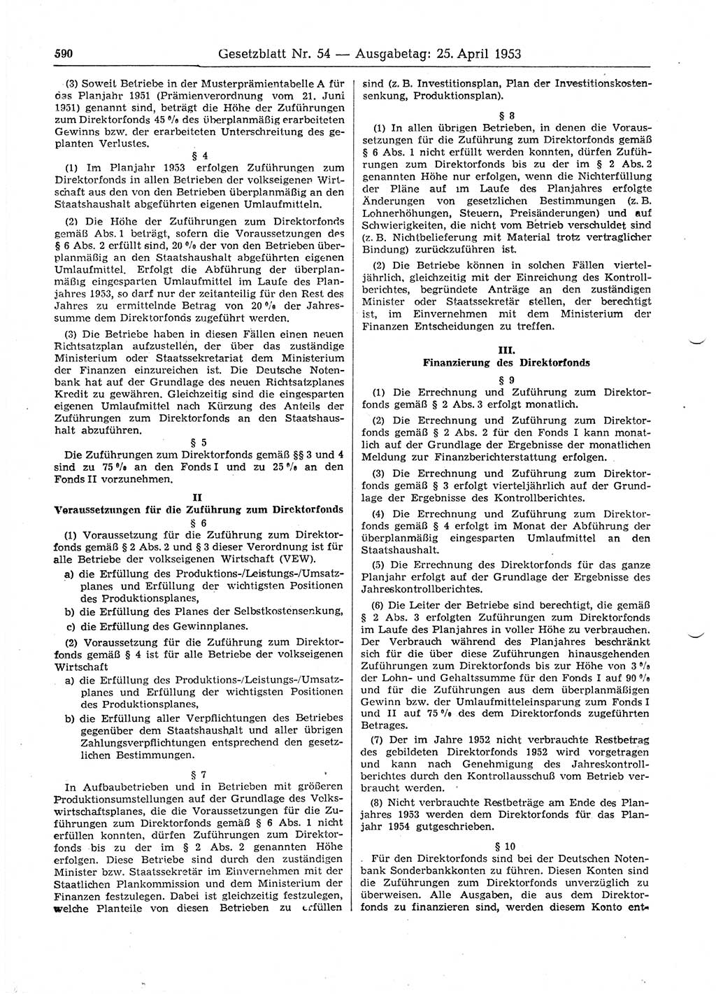 Gesetzblatt (GBl.) der Deutschen Demokratischen Republik (DDR) 1953, Seite 590 (GBl. DDR 1953, S. 590)