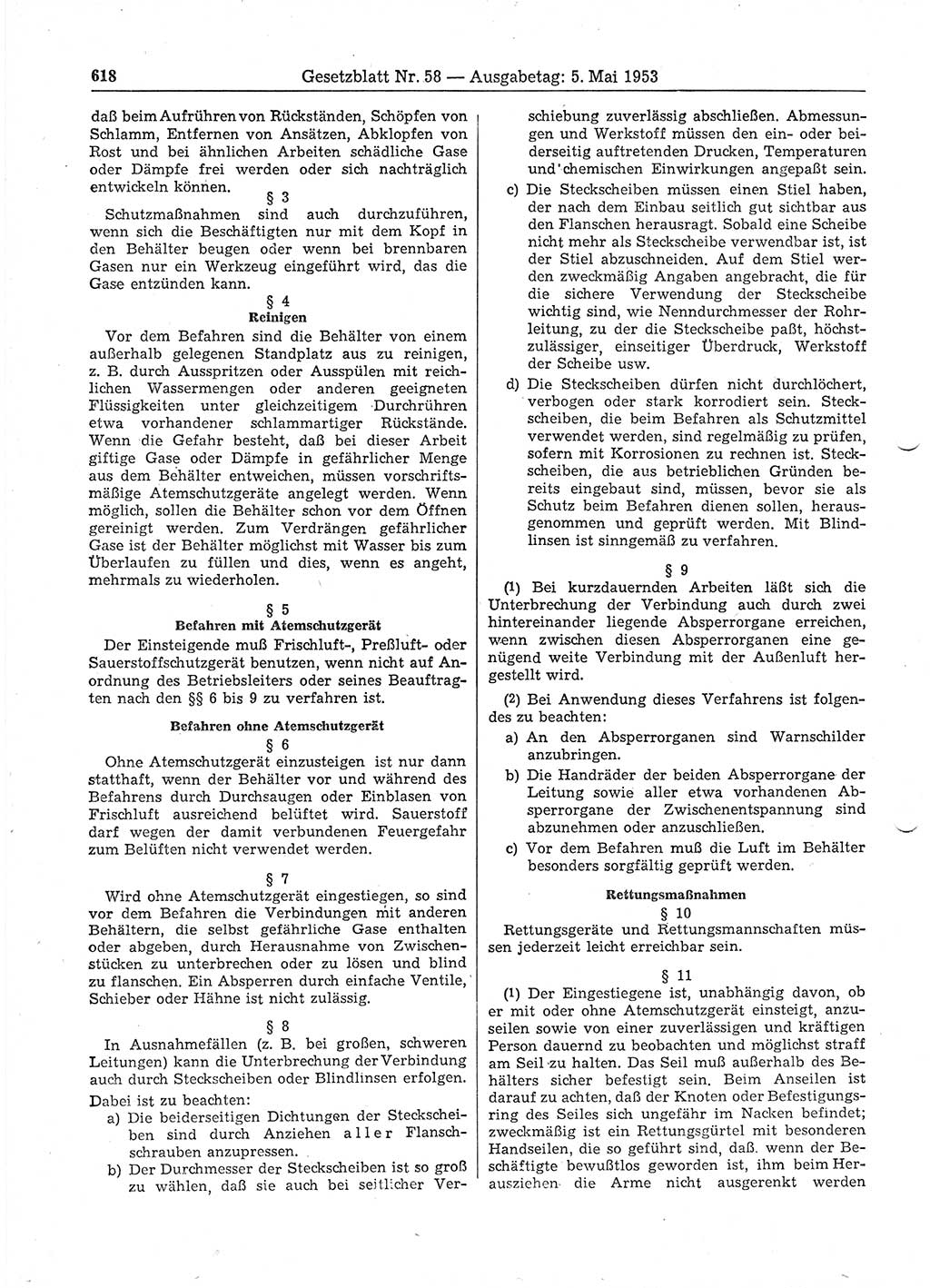 Gesetzblatt (GBl.) der Deutschen Demokratischen Republik (DDR) 1953, Seite 618 (GBl. DDR 1953, S. 618)