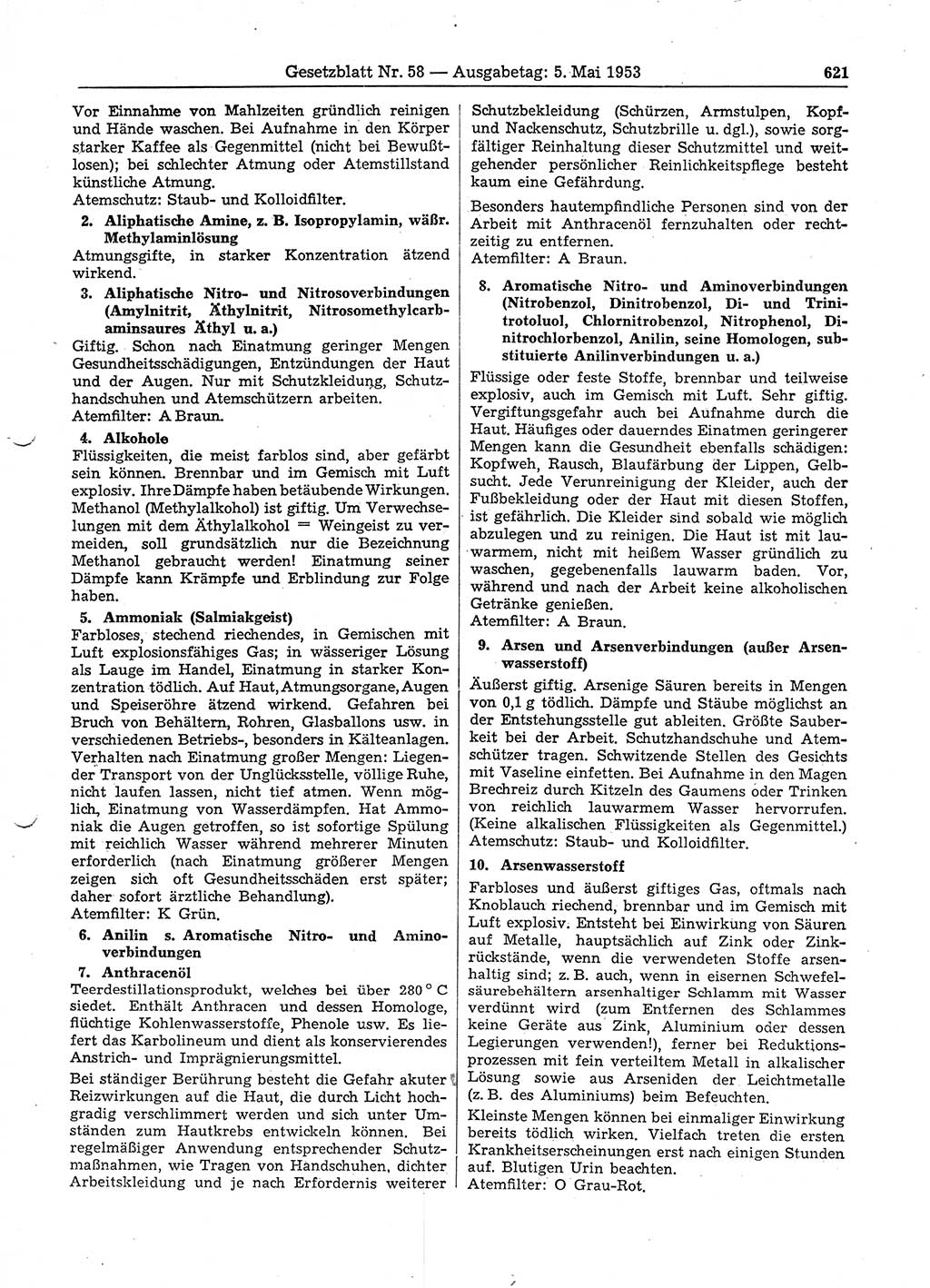 Gesetzblatt (GBl.) der Deutschen Demokratischen Republik (DDR) 1953, Seite 621 (GBl. DDR 1953, S. 621)