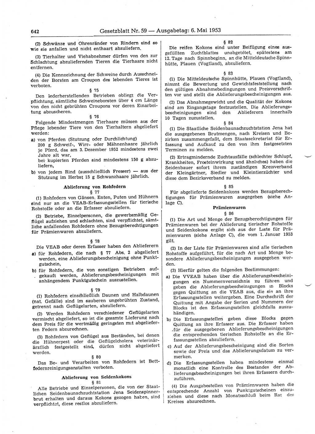 Gesetzblatt (GBl.) der Deutschen Demokratischen Republik (DDR) 1953, Seite 642 (GBl. DDR 1953, S. 642)