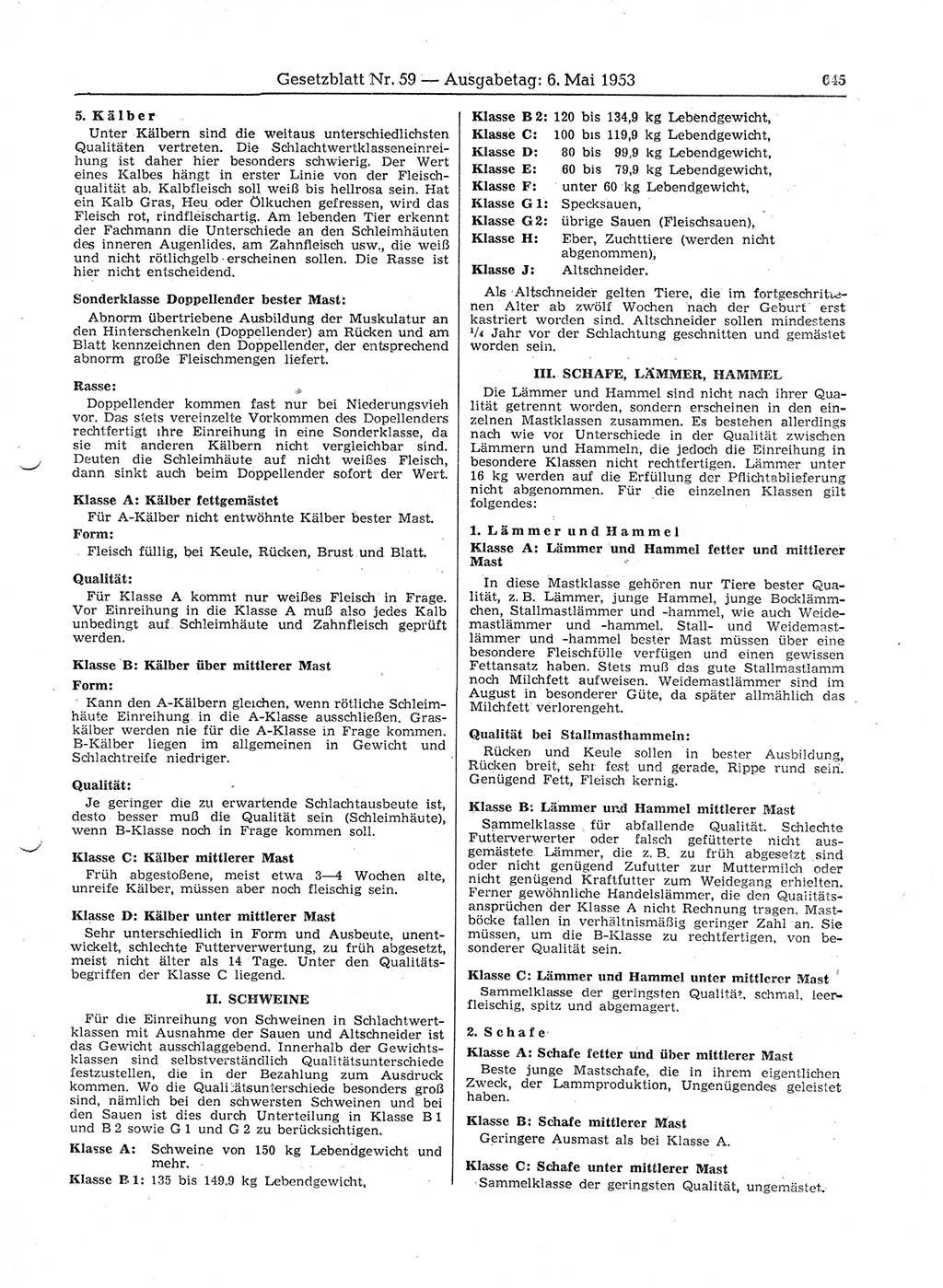 Gesetzblatt (GBl.) der Deutschen Demokratischen Republik (DDR) 1953, Seite 645 (GBl. DDR 1953, S. 645)