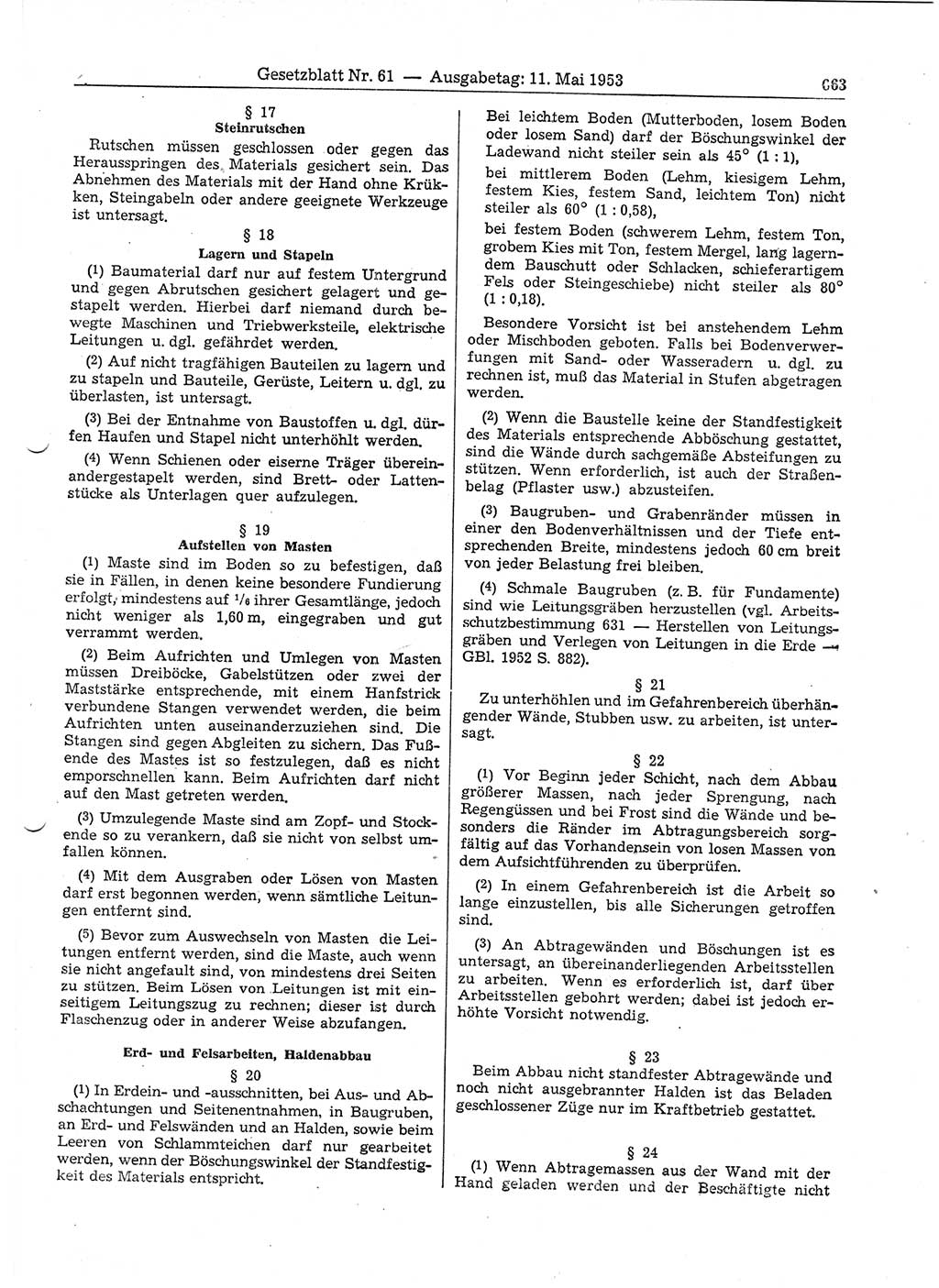 Gesetzblatt (GBl.) der Deutschen Demokratischen Republik (DDR) 1953, Seite 663 (GBl. DDR 1953, S. 663)