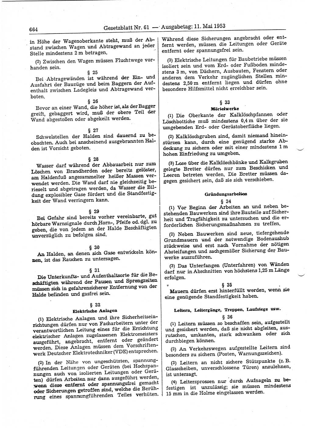 Gesetzblatt (GBl.) der Deutschen Demokratischen Republik (DDR) 1953, Seite 664 (GBl. DDR 1953, S. 664)