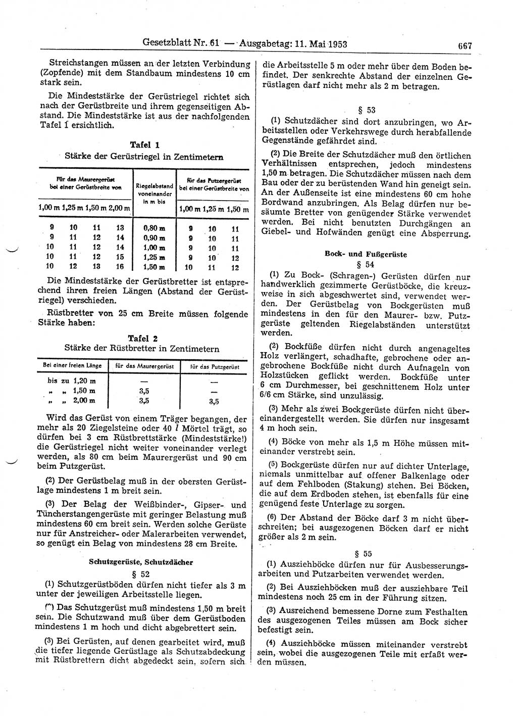 Gesetzblatt (GBl.) der Deutschen Demokratischen Republik (DDR) 1953, Seite 667 (GBl. DDR 1953, S. 667)