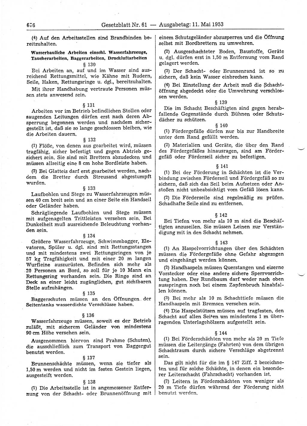 Gesetzblatt (GBl.) der Deutschen Demokratischen Republik (DDR) 1953, Seite 676 (GBl. DDR 1953, S. 676)