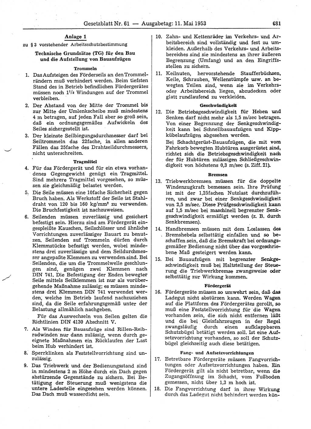 Gesetzblatt (GBl.) der Deutschen Demokratischen Republik (DDR) 1953, Seite 681 (GBl. DDR 1953, S. 681)