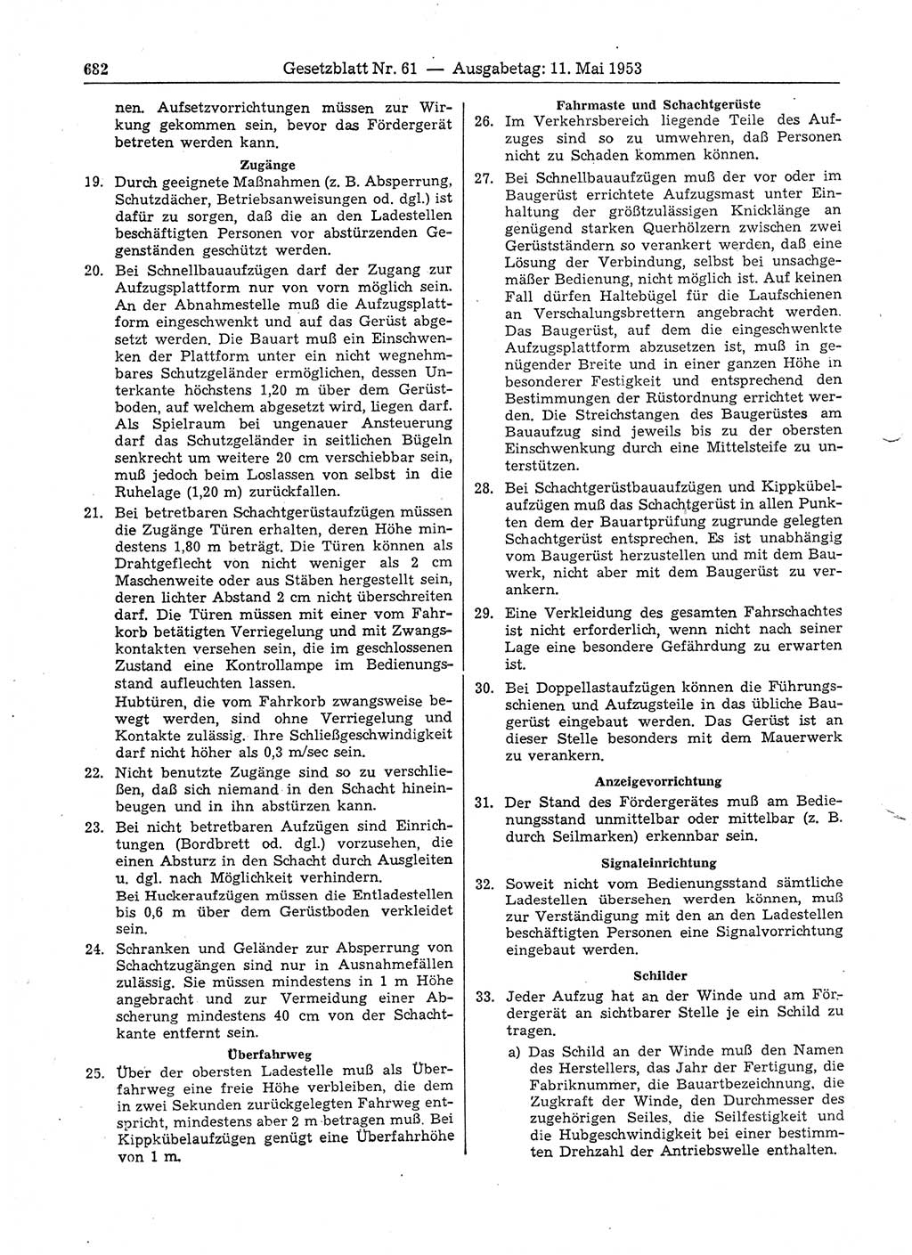 Gesetzblatt (GBl.) der Deutschen Demokratischen Republik (DDR) 1953, Seite 682 (GBl. DDR 1953, S. 682)