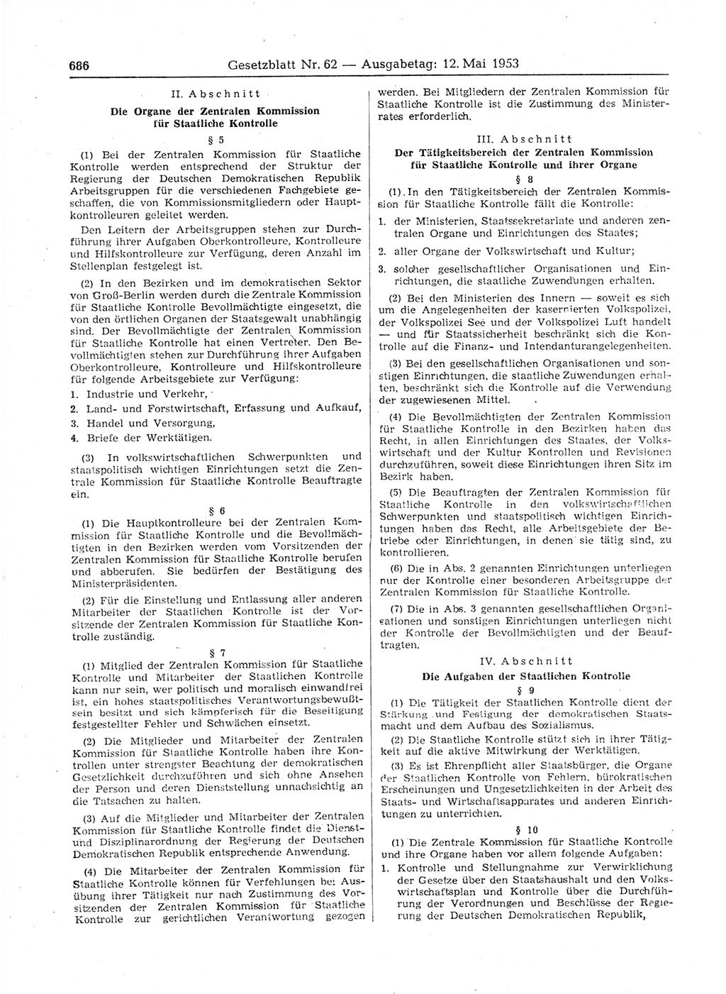 Gesetzblatt (GBl.) der Deutschen Demokratischen Republik (DDR) 1953, Seite 686 (GBl. DDR 1953, S. 686)
