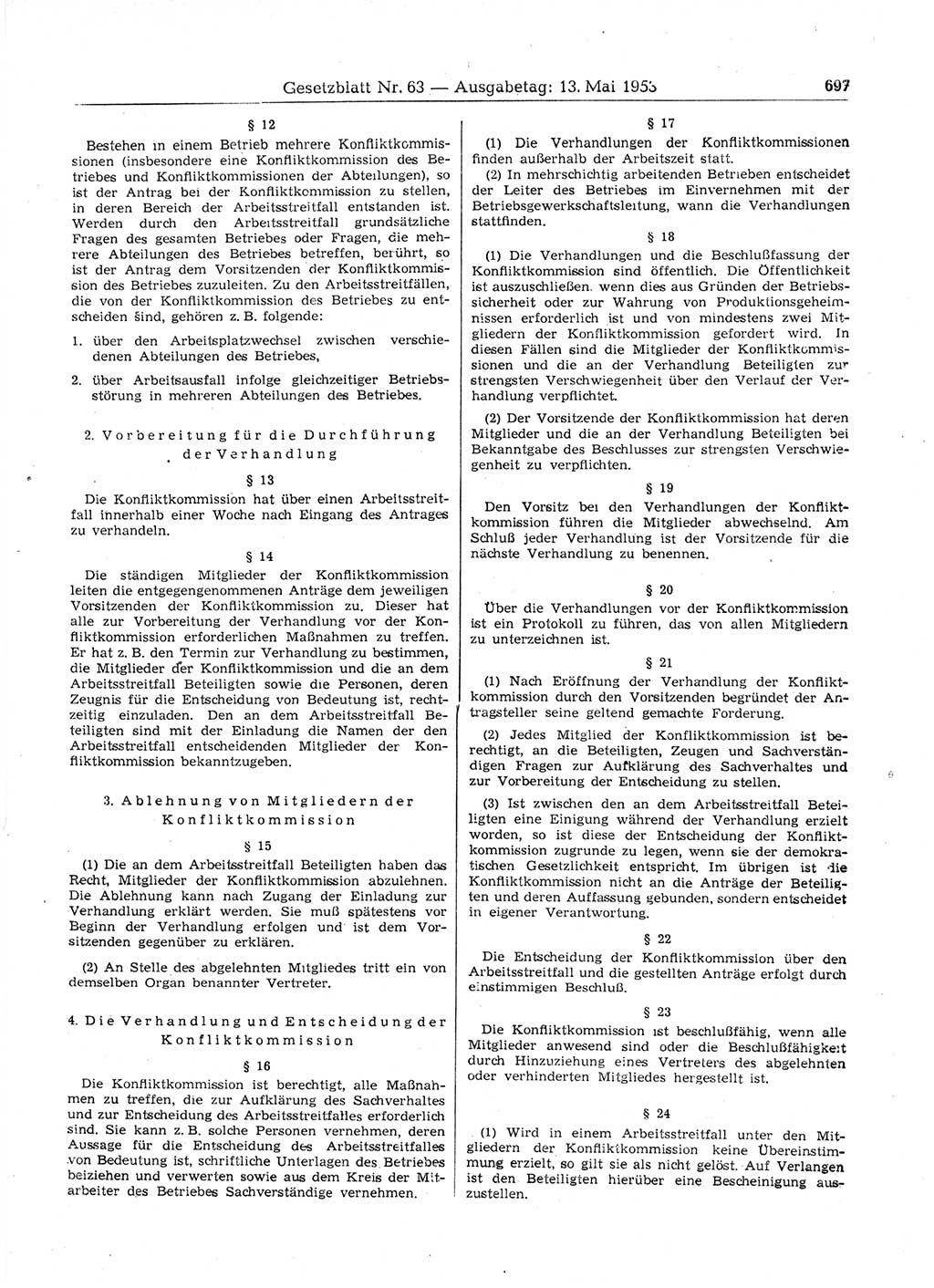 Gesetzblatt (GBl.) der Deutschen Demokratischen Republik (DDR) 1953, Seite 697 (GBl. DDR 1953, S. 697)