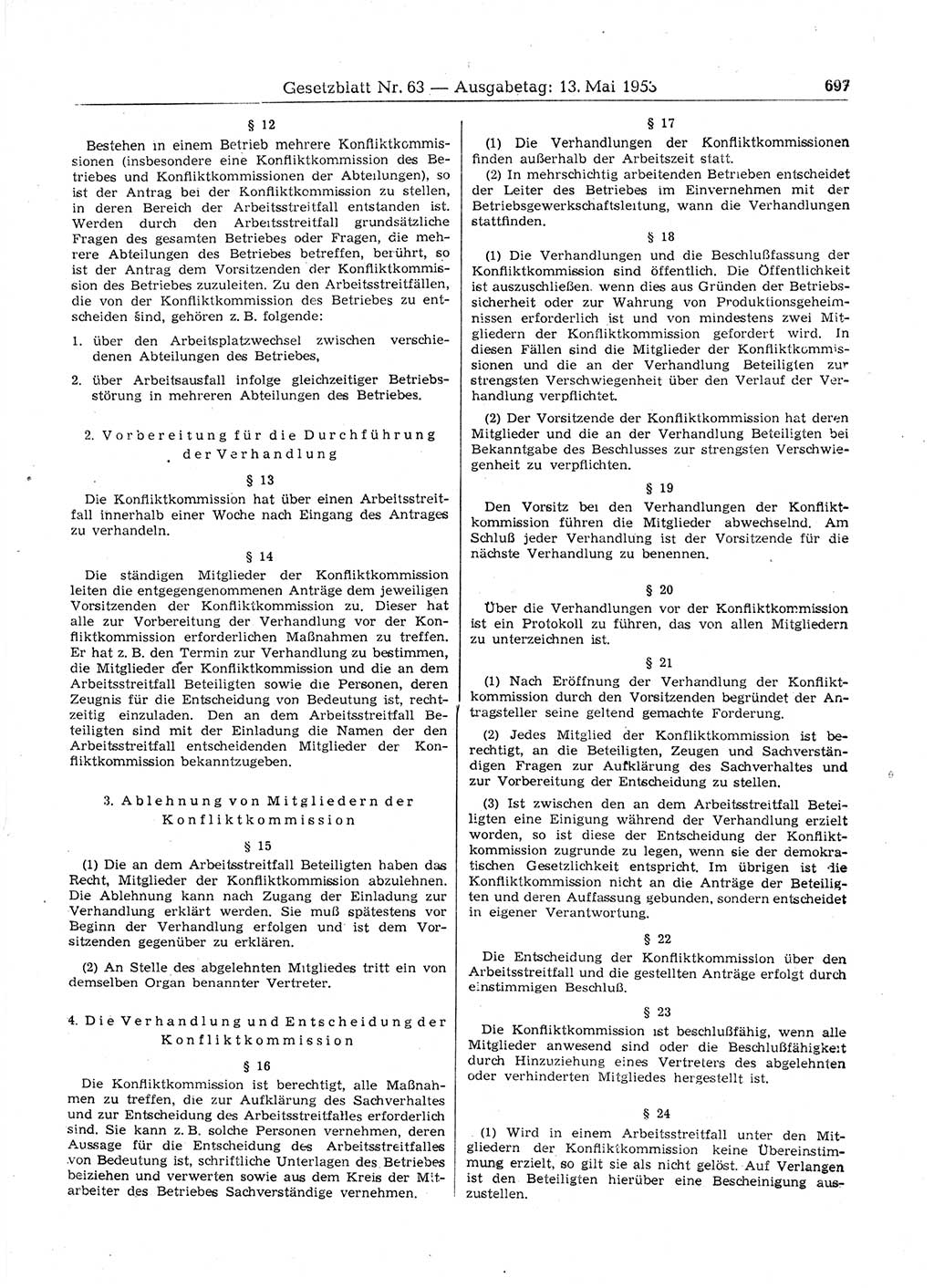 Gesetzblatt (GBl.) der Deutschen Demokratischen Republik (DDR) 1953, Seite 697 (GBl. DDR 1953, S. 697)