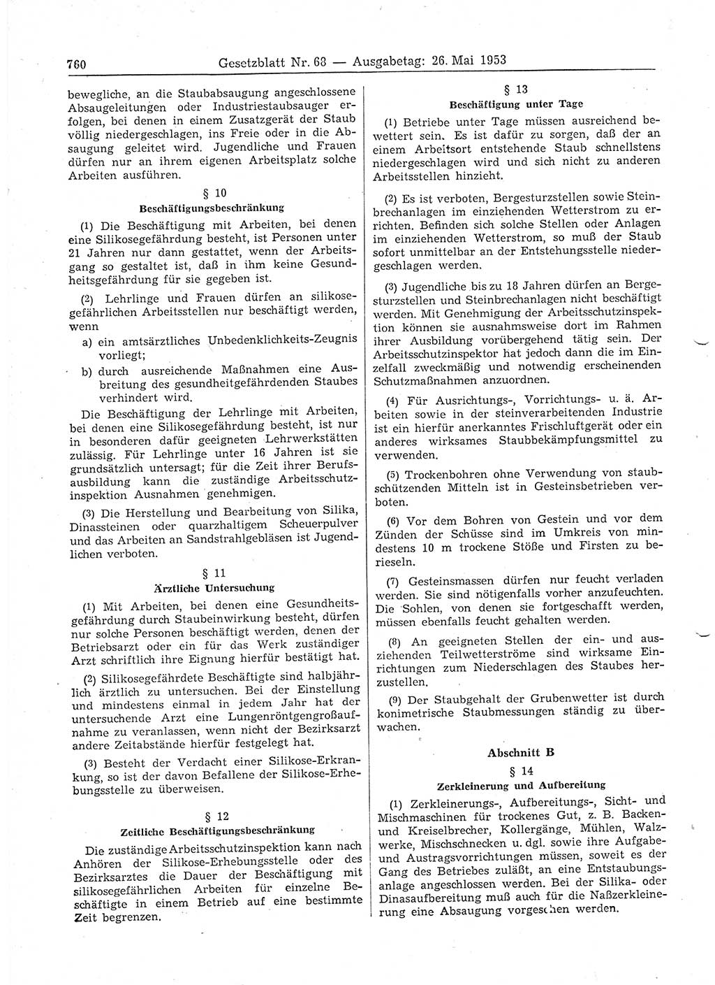 Gesetzblatt (GBl.) der Deutschen Demokratischen Republik (DDR) 1953, Seite 760 (GBl. DDR 1953, S. 760)