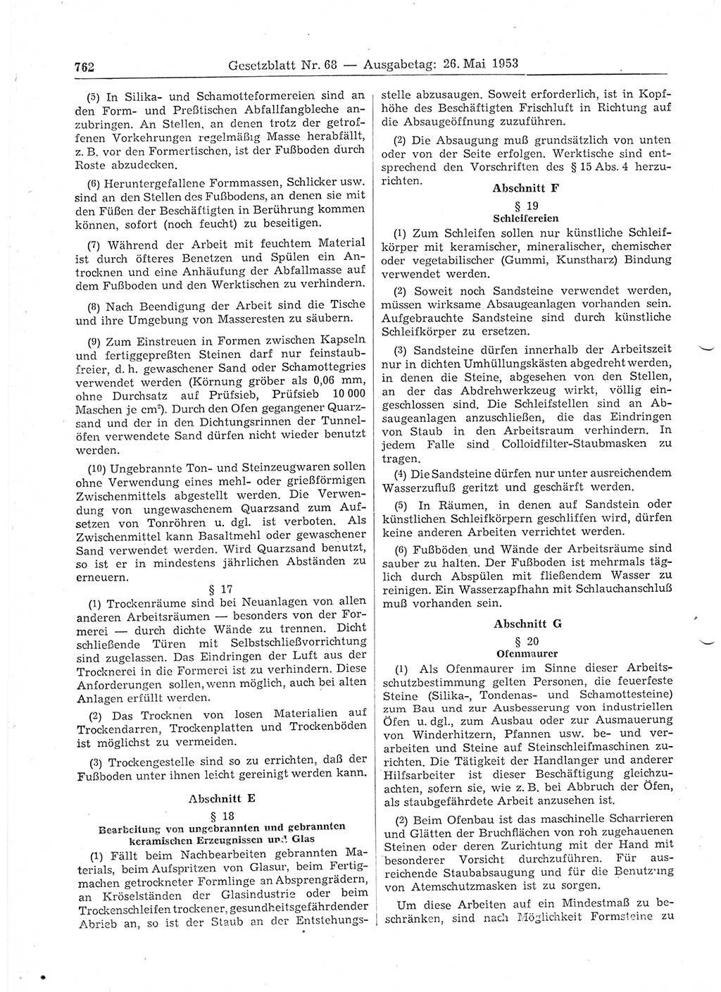 Gesetzblatt (GBl.) der Deutschen Demokratischen Republik (DDR) 1953, Seite 762 (GBl. DDR 1953, S. 762)