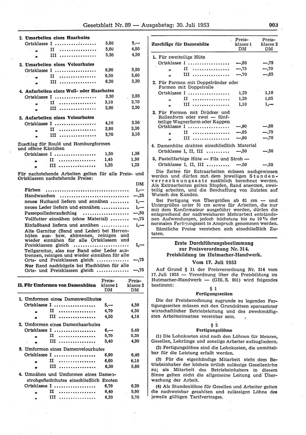 Gesetzblatt (GBl.) der Deutschen Demokratischen Republik (DDR) 1953, Seite 903 (GBl. DDR 1953, S. 903)