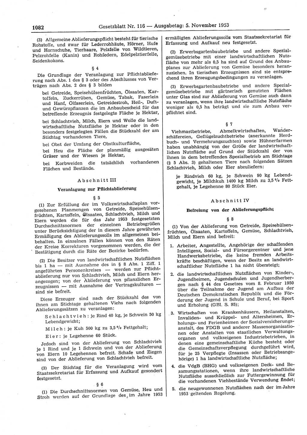 Gesetzblatt (GBl.) der Deutschen Demokratischen Republik (DDR) 1953, Seite 1082 (GBl. DDR 1953, S. 1082)