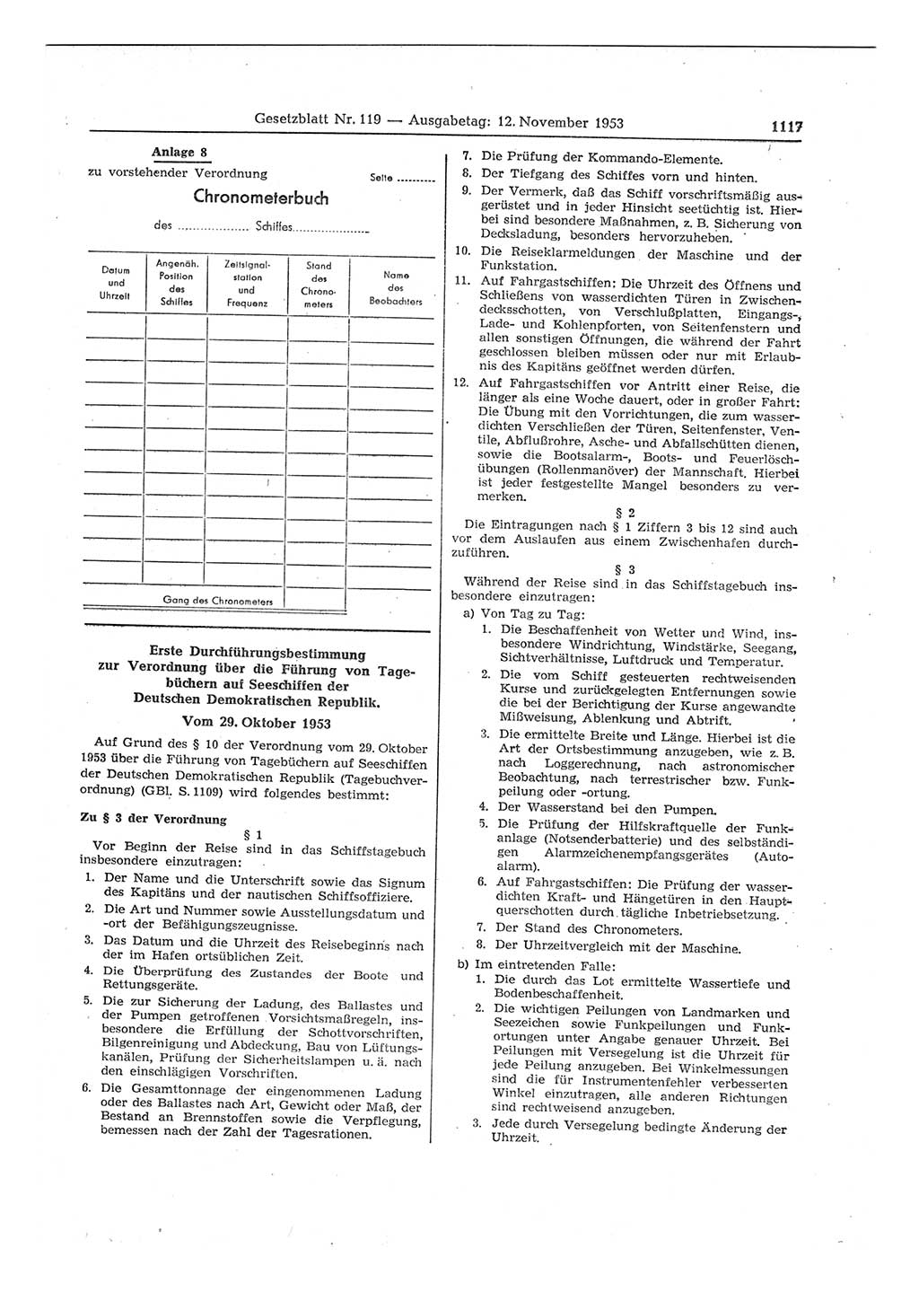 Gesetzblatt (GBl.) der Deutschen Demokratischen Republik (DDR) 1953, Seite 1117 (GBl. DDR 1953, S. 1117)