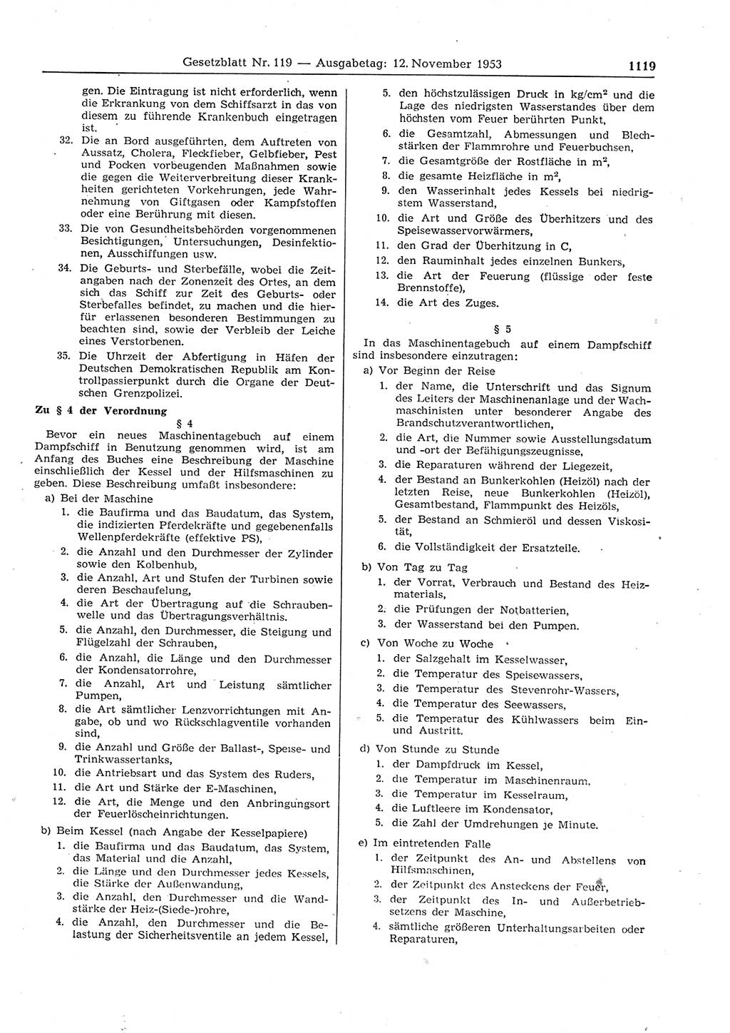 Gesetzblatt (GBl.) der Deutschen Demokratischen Republik (DDR) 1953, Seite 1119 (GBl. DDR 1953, S. 1119)