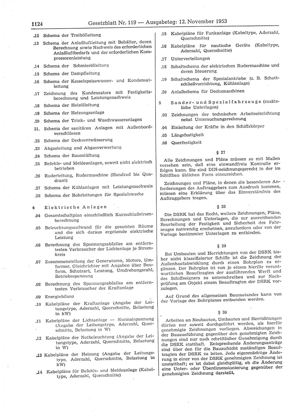 Gesetzblatt (GBl.) der Deutschen Demokratischen Republik (DDR) 1953, Seite 1124 (GBl. DDR 1953, S. 1124)