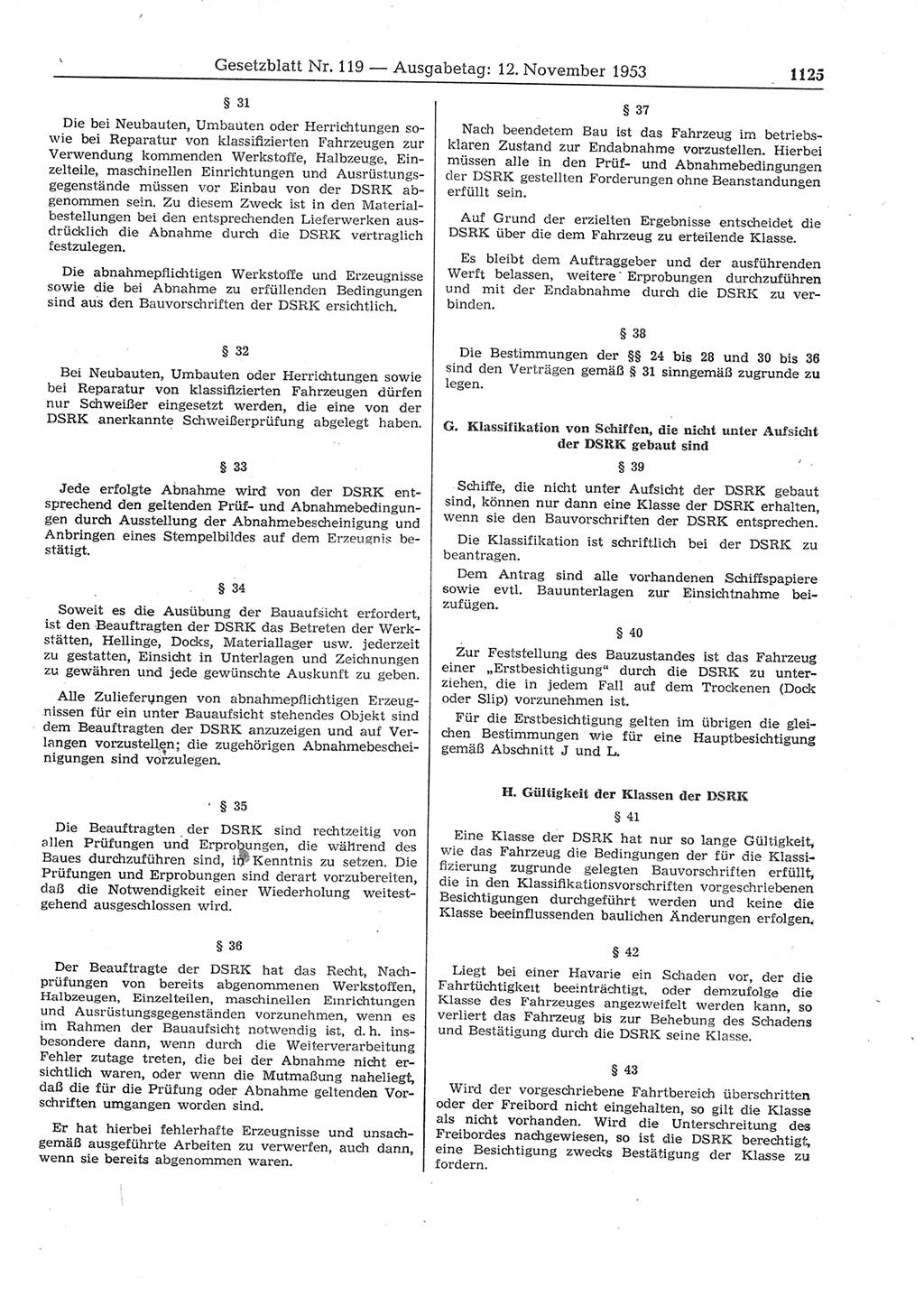 Gesetzblatt (GBl.) der Deutschen Demokratischen Republik (DDR) 1953, Seite 1125 (GBl. DDR 1953, S. 1125)