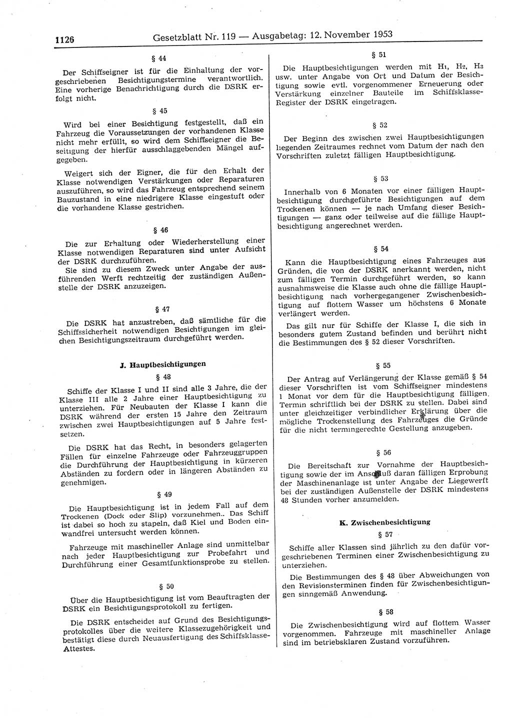 Gesetzblatt (GBl.) der Deutschen Demokratischen Republik (DDR) 1953, Seite 1126 (GBl. DDR 1953, S. 1126)
