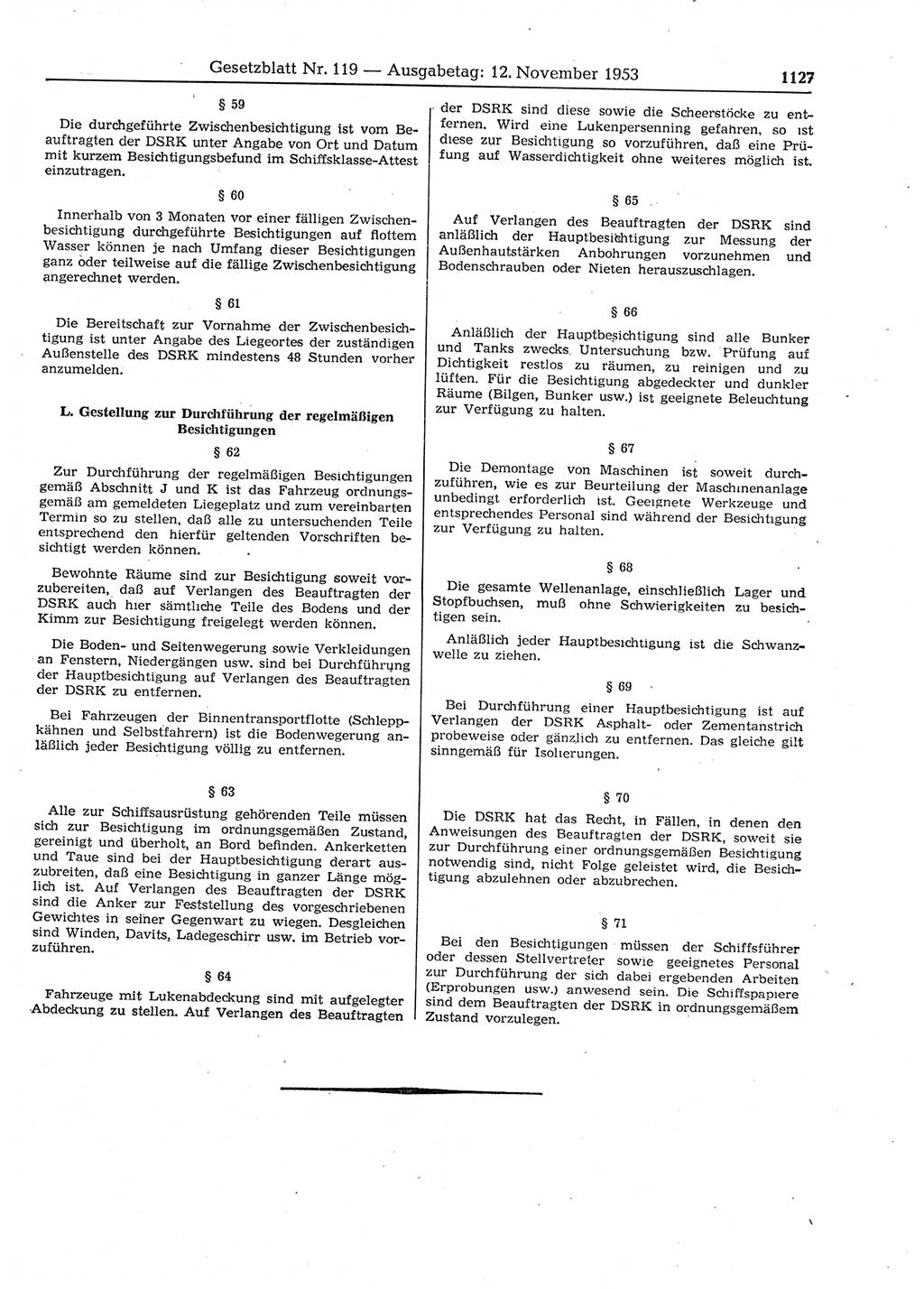 Gesetzblatt (GBl.) der Deutschen Demokratischen Republik (DDR) 1953, Seite 1127 (GBl. DDR 1953, S. 1127)