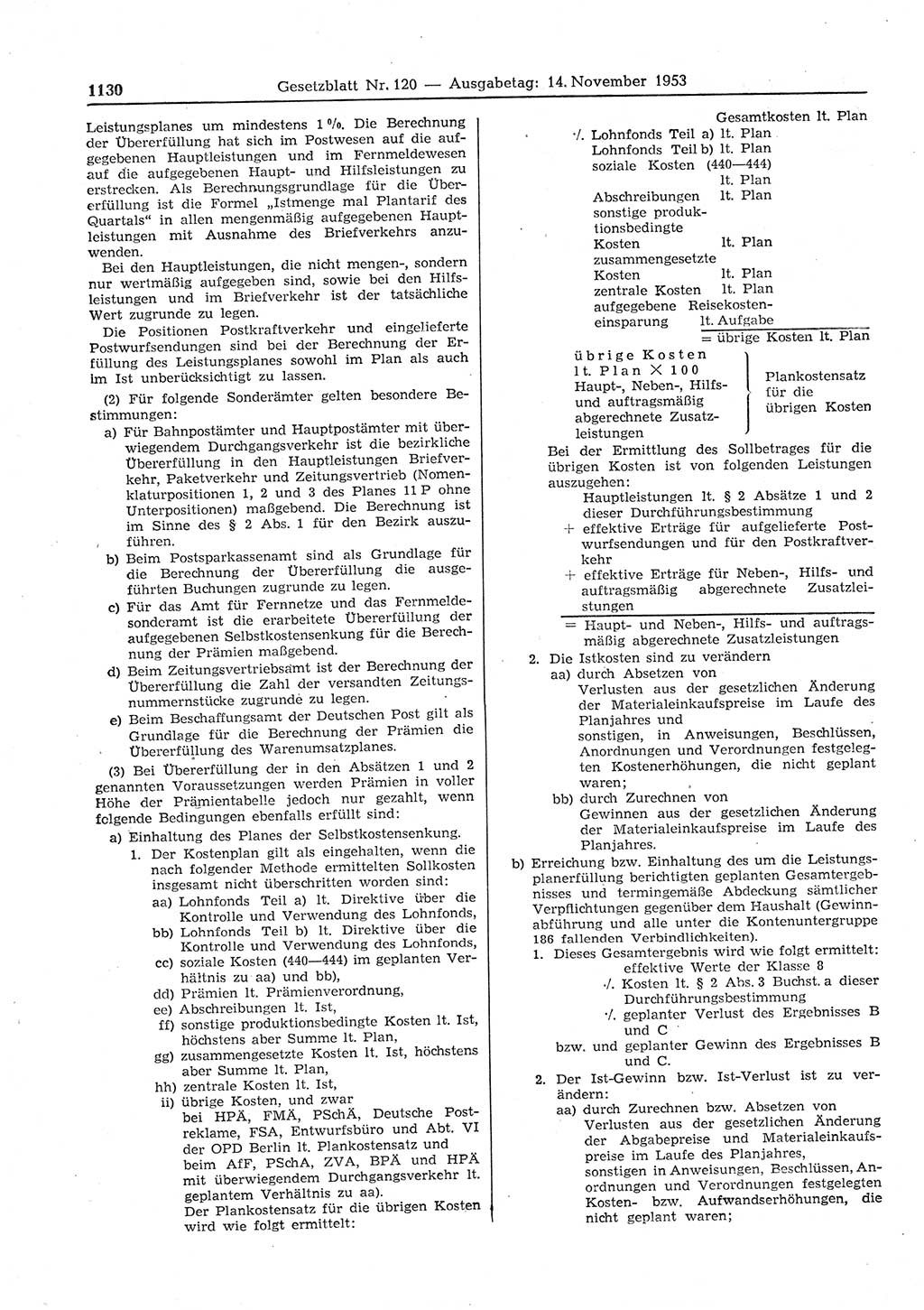 Gesetzblatt (GBl.) der Deutschen Demokratischen Republik (DDR) 1953, Seite 1130 (GBl. DDR 1953, S. 1130)