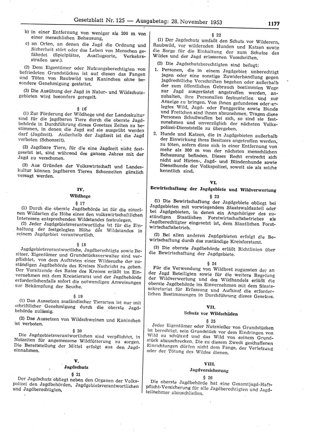 Gesetzblatt (GBl.) der Deutschen Demokratischen Republik (DDR) 1953, Seite 1177 (GBl. DDR 1953, S. 1177)