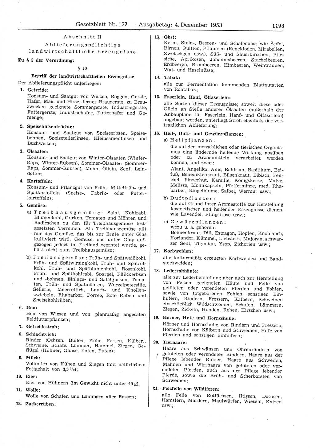 Gesetzblatt (GBl.) der Deutschen Demokratischen Republik (DDR) 1953, Seite 1193 (GBl. DDR 1953, S. 1193)