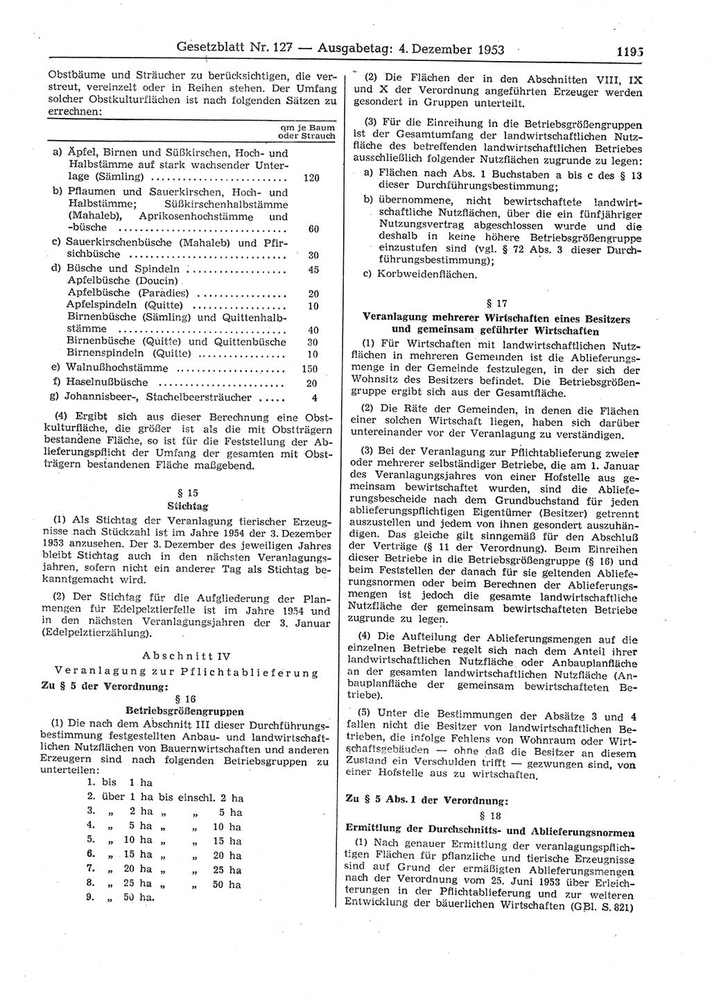 Gesetzblatt (GBl.) der Deutschen Demokratischen Republik (DDR) 1953, Seite 1195 (GBl. DDR 1953, S. 1195)