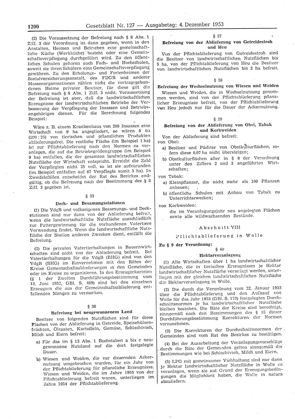 Gesetzblatt (GBl.) der Deutschen Demokratischen Republik (DDR) 1953, Seite 1200 (GBl. DDR 1953, S. 1200)