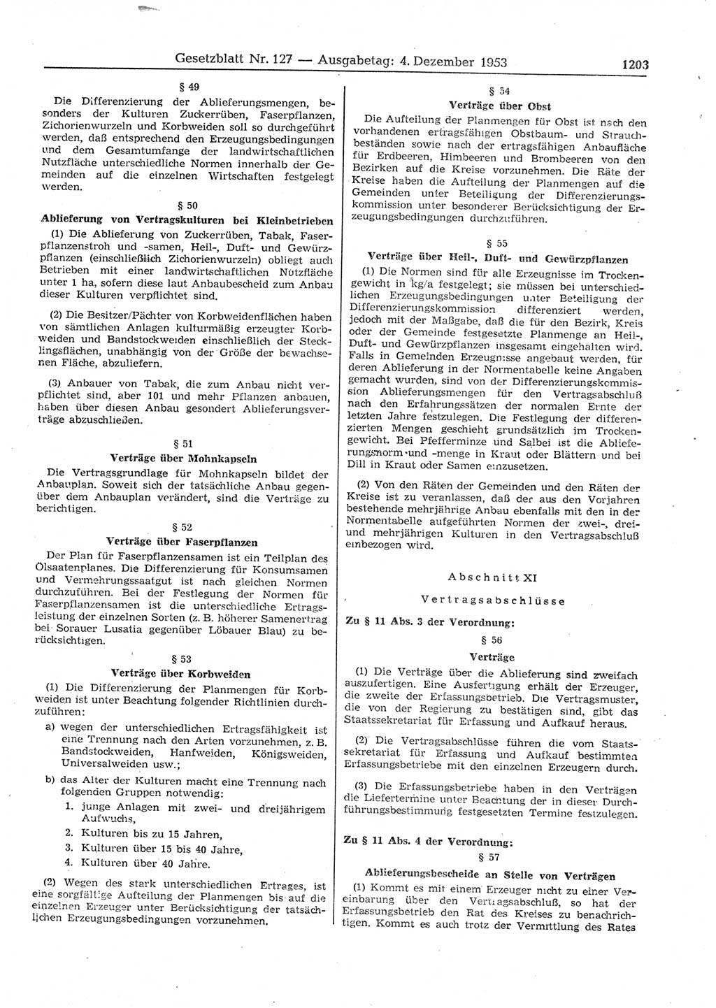 Gesetzblatt (GBl.) der Deutschen Demokratischen Republik (DDR) 1953, Seite 1203 (GBl. DDR 1953, S. 1203)